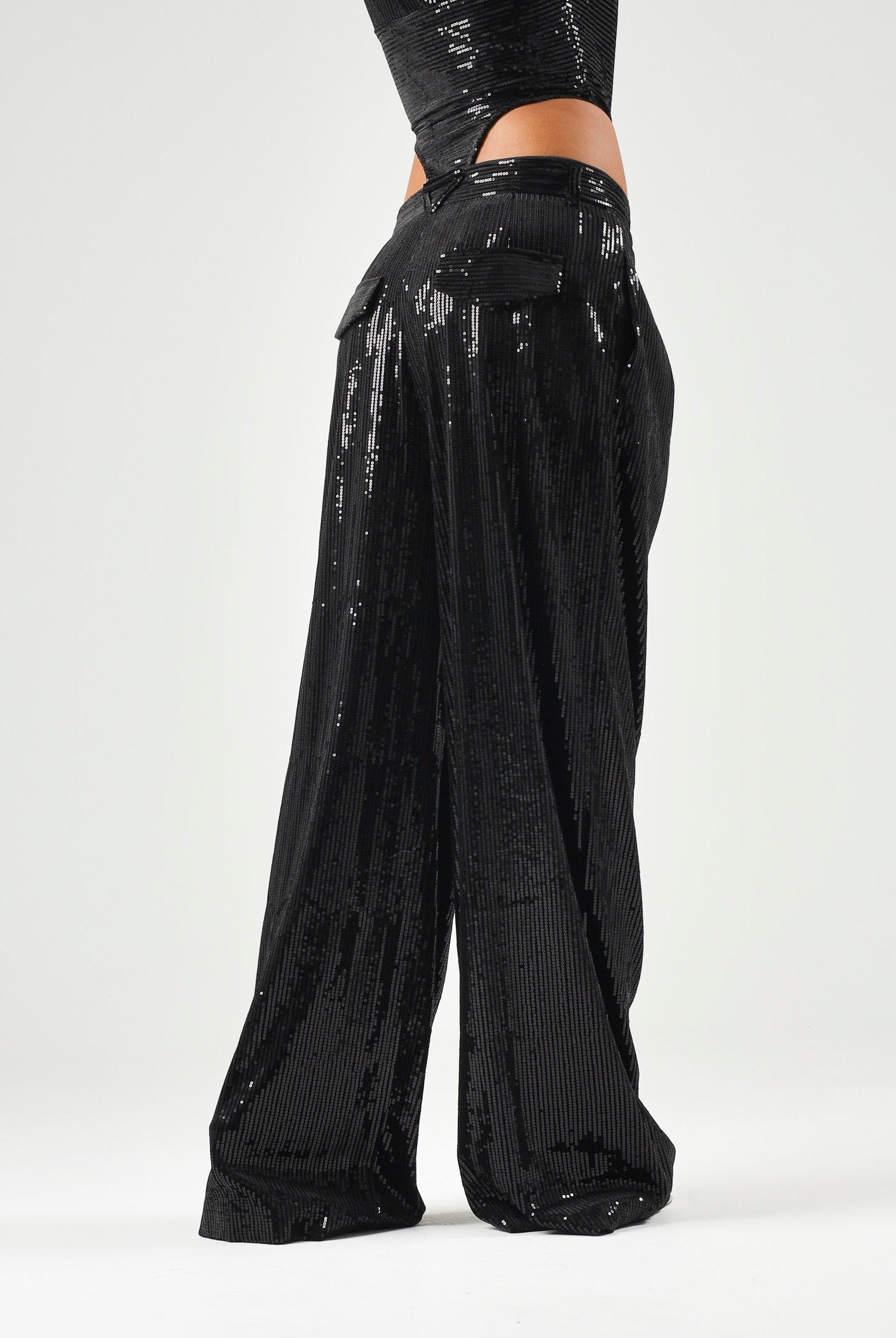 SIMONA CORSELLINI Pantaloni neri da donna con paillettes. A26CEPA10101 V0003 SIMONA CORSELLINI