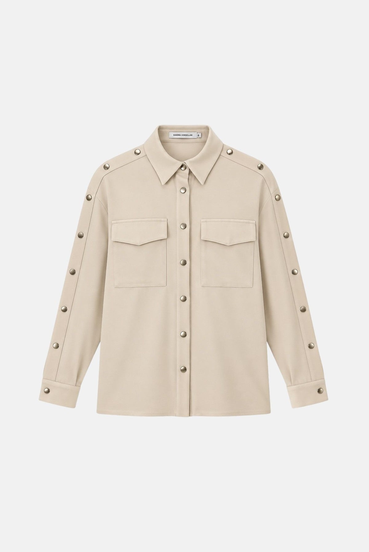 SIMONA CORSELLINI Camicia manica lunga vaniglia per donna con bottoni a pressione e tasche applicate sul petto A26CPCA00101 V0161 SIMONA CORSELLINI