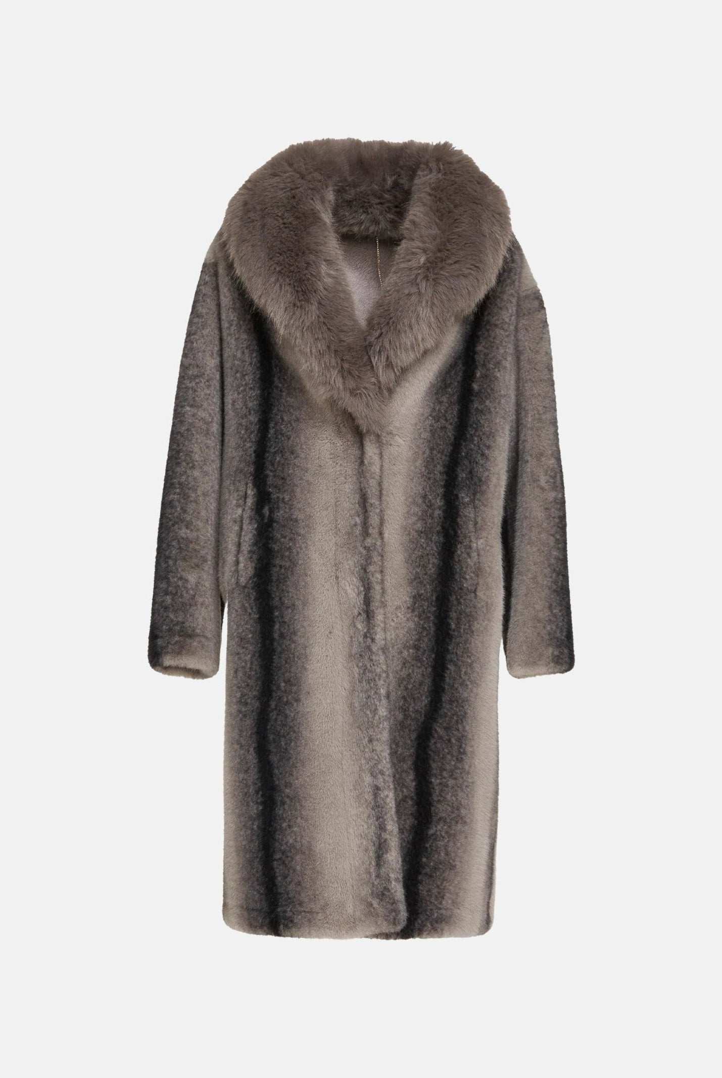 SIMONA CORSELLINI Cappotto lungo in pelliccia sintetica asfalto-grigio da donna con collo sciallato<BR/> A26CPCPV0401 V0797 SIMONA CORSELLINI