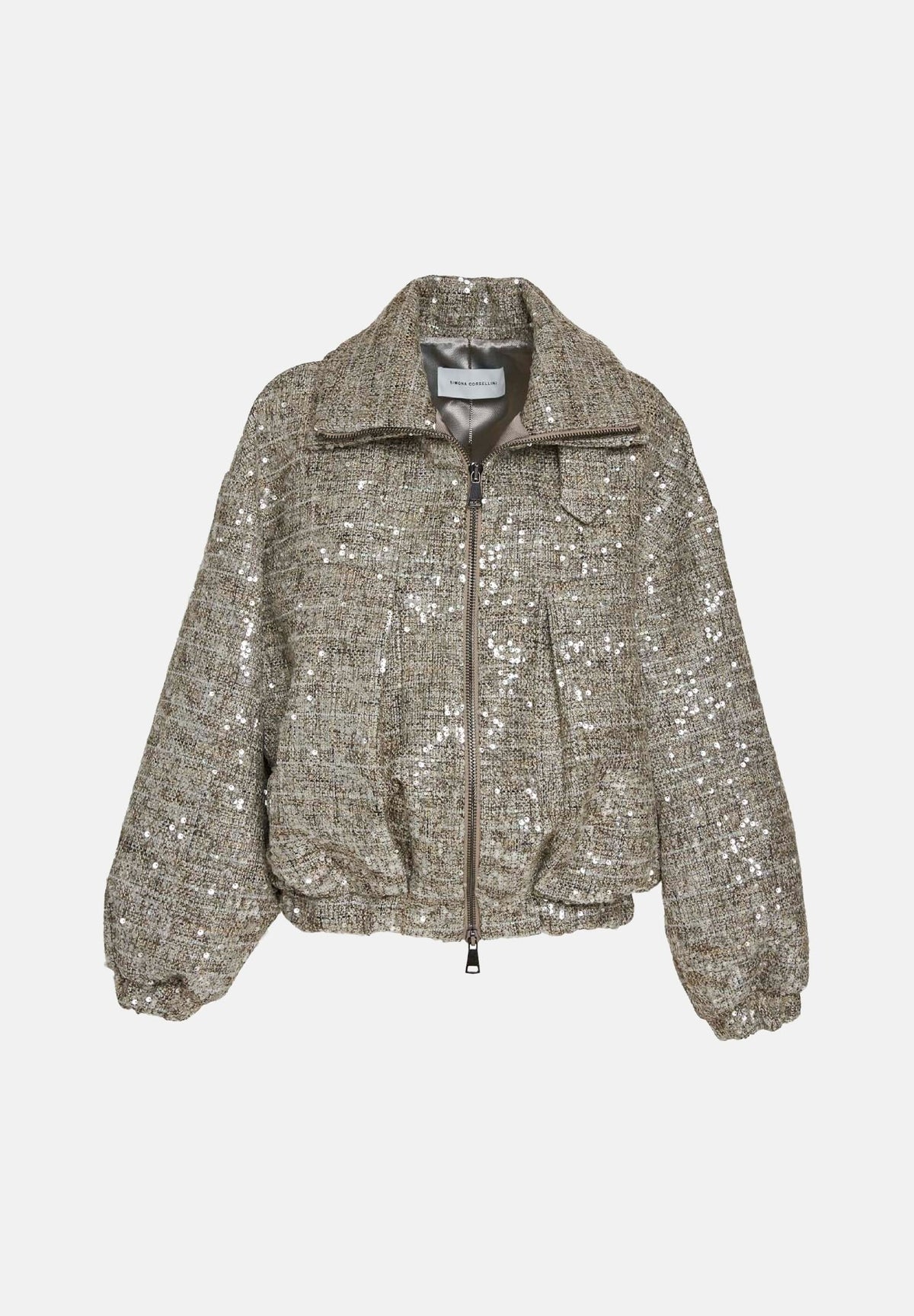 SIMONA CORSELLINI Bomber oversize argento metallizzato da donna <BR/> in chanel paillettes A26CPGB00101 V000 SIMONA CORSELLINI