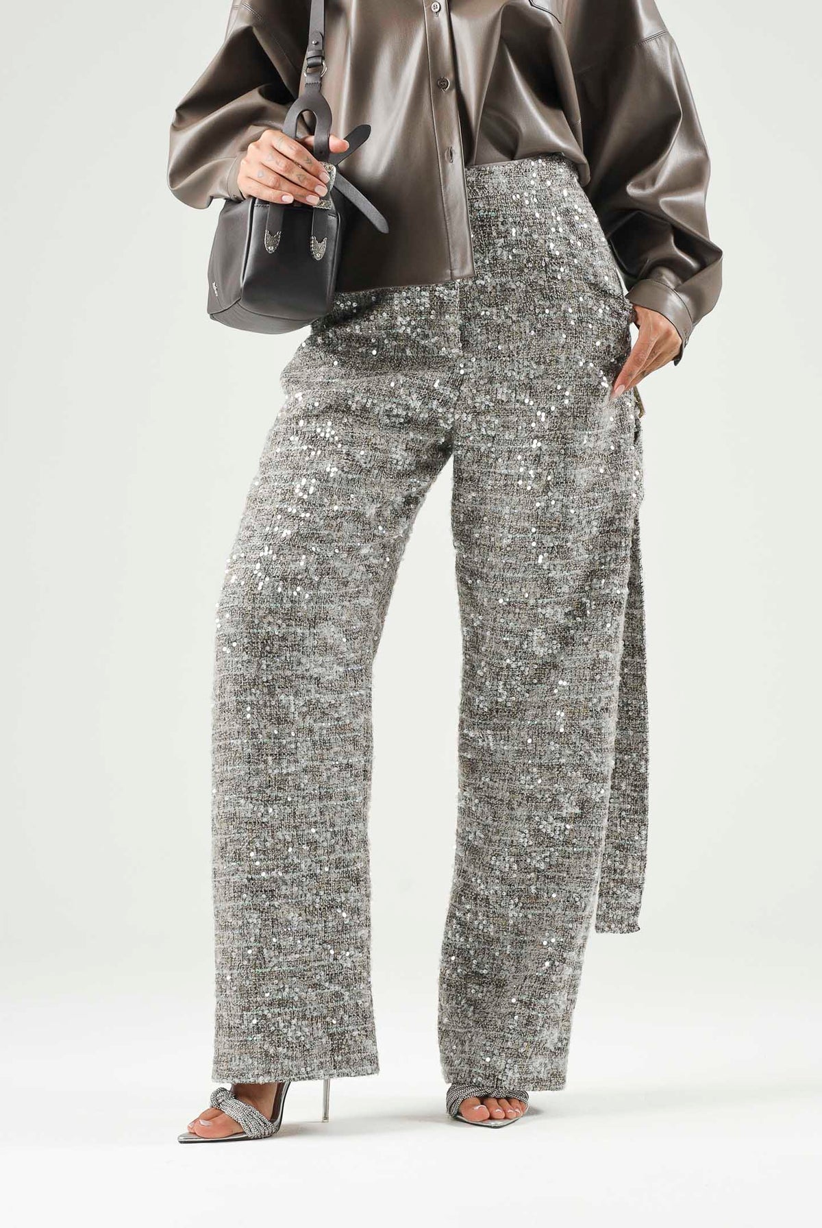 SIMONA CORSELLINI Pantalone casual grigio da donna con gamba ampia A26CPPA02701 V0000 SIMONA CORSELLINI