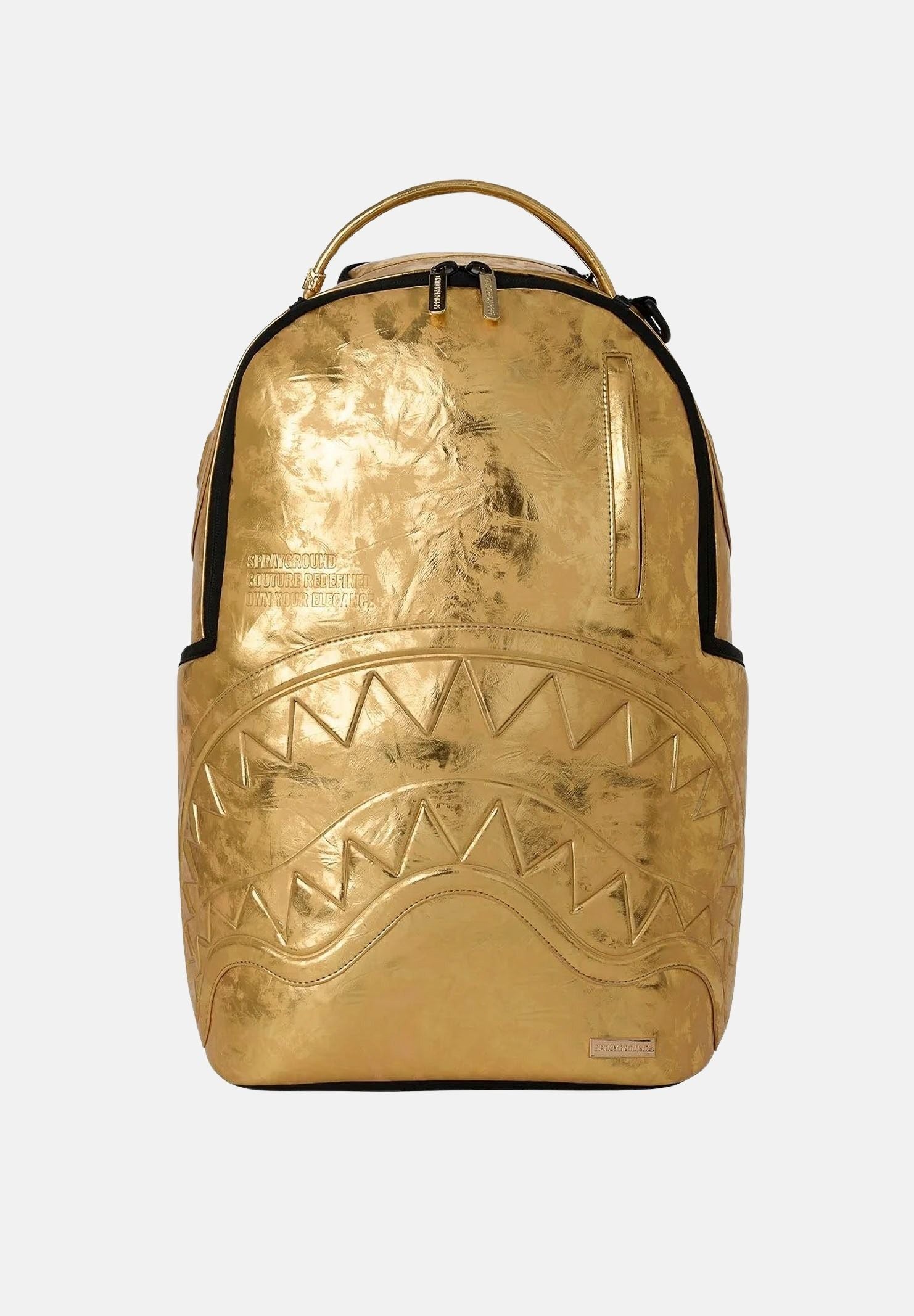 SPRAYGROUND Zaino SHARK CENTRAL golden age-oro per uomo, donna e con finitura metallizzata 910B8150NSZ . SPRAYGROUND