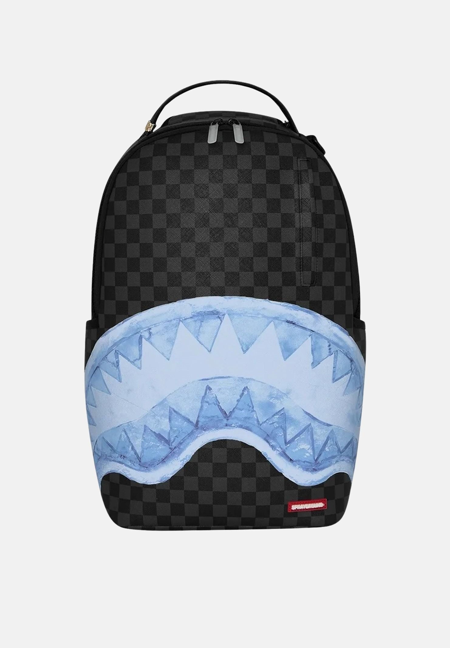 SPRAYGROUND Zaino SHARKS ON ICEBERG BACKPACK nero e azzurro per uomo e donna con motivo check 910B8498NSZ . SPRAYGROUND