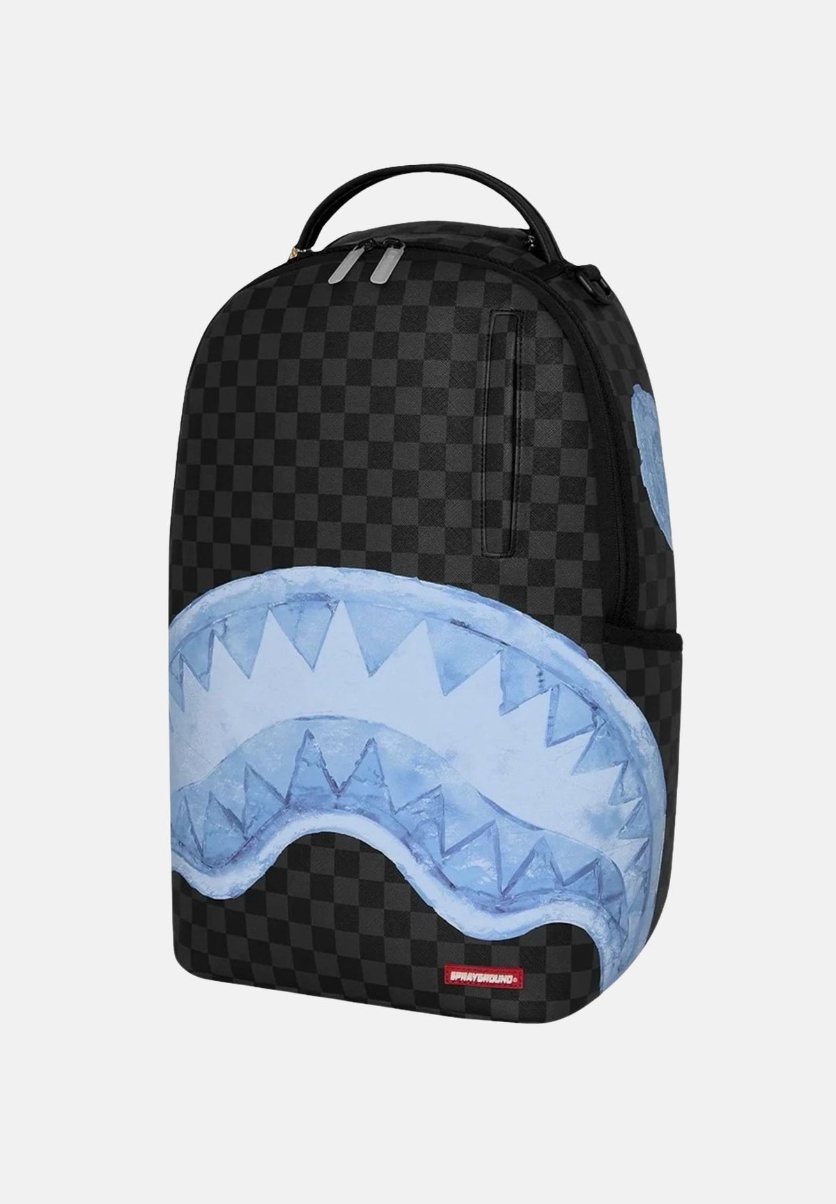 SPRAYGROUND Zaino SHARKS ON ICEBERG BACKPACK nero e azzurro per uomo e donna con motivo check 910B8498NSZ . SPRAYGROUND