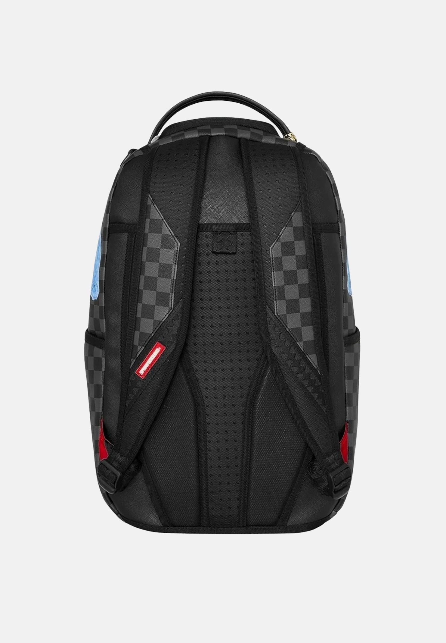 SPRAYGROUND Zaino SHARKS ON ICEBERG BACKPACK nero e azzurro per uomo e donna con motivo check 910B8498NSZ . SPRAYGROUND