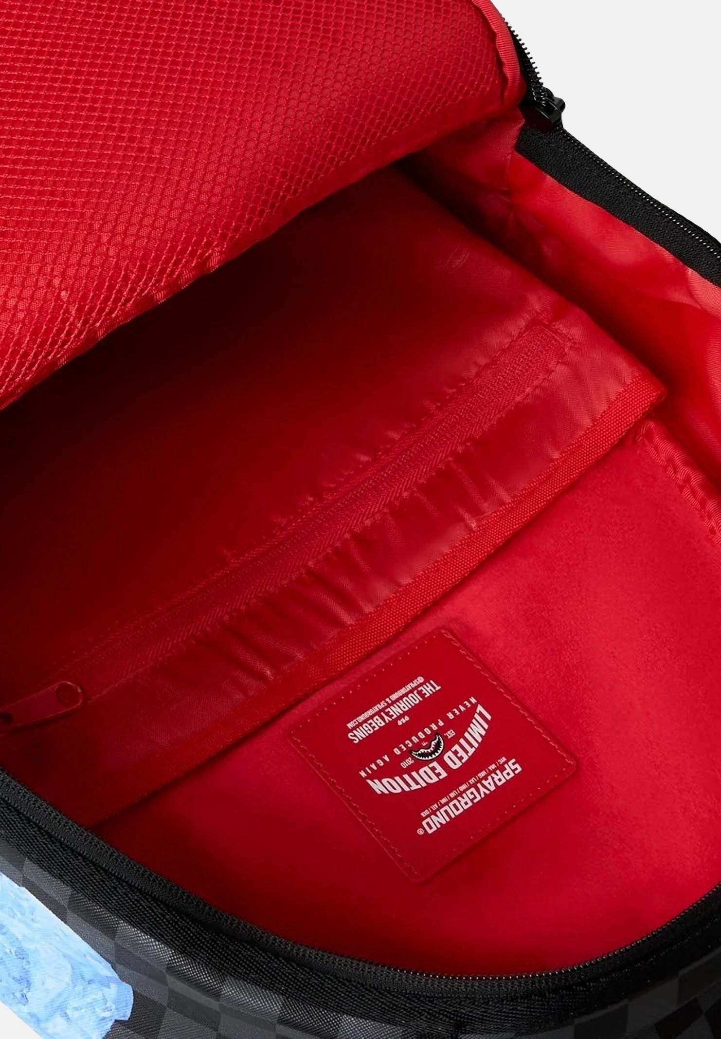 SPRAYGROUND Zaino SHARKS ON ICEBERG BACKPACK nero e azzurro per uomo e donna con motivo check 910B8498NSZ . SPRAYGROUND