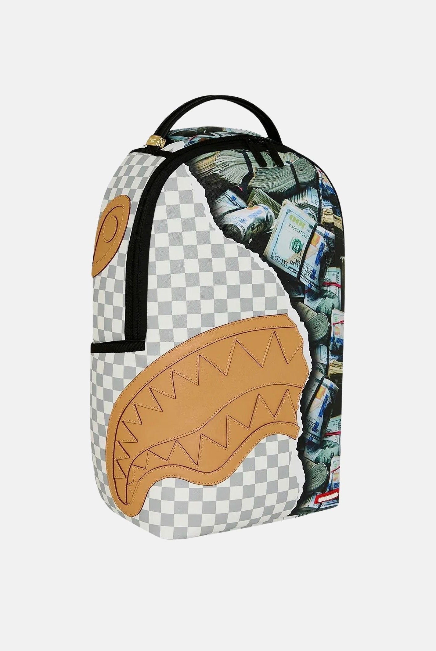SPRAYGROUND Zaino CREAM CHECK crema-nero per uomo, donna e bambino con fantasia check, grafica cash all-over 910B8548NSZ . SPRAYGROUND