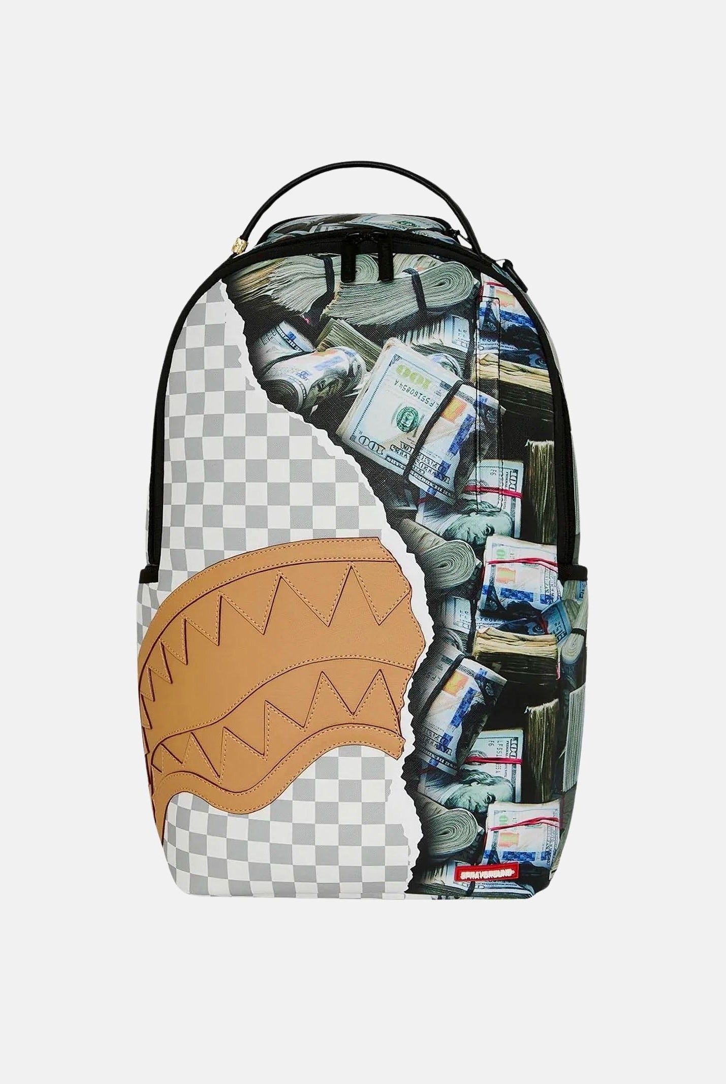 SPRAYGROUND Zaino CREAM CHECK crema-nero per uomo, donna e bambino con fantasia check, grafica cash all-over 910B8548NSZ . SPRAYGROUND