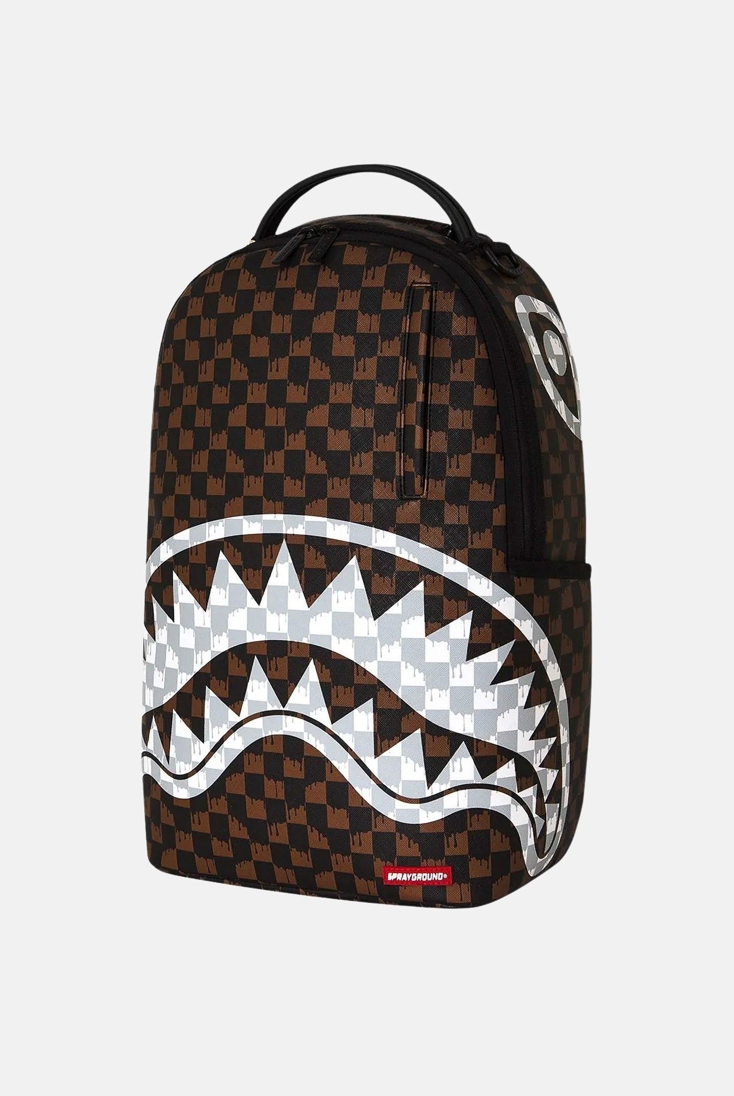 SPRAYGROUND Zaino DRIP CHECK SHARK brown-crema per uomo, donna e bambino con fantasia check bicolore 910B8552NSZ . SPRAYGROUND