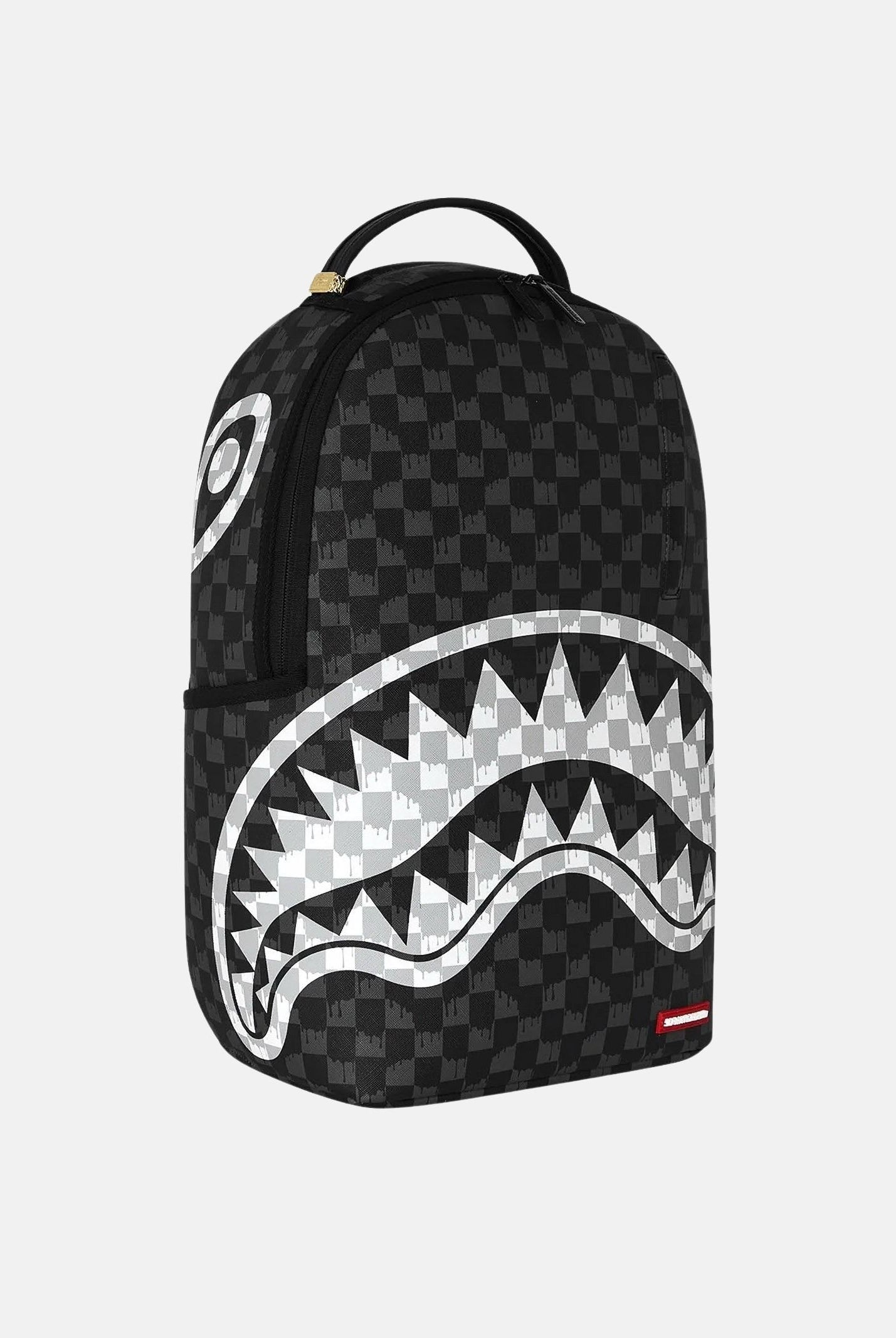 SPRAYGROUND Zaino DRIP CHECK SHARK nero per uomo, donna e bambino con fantasia check tono su tono 910B8553NSZ . SPRAYGROUND