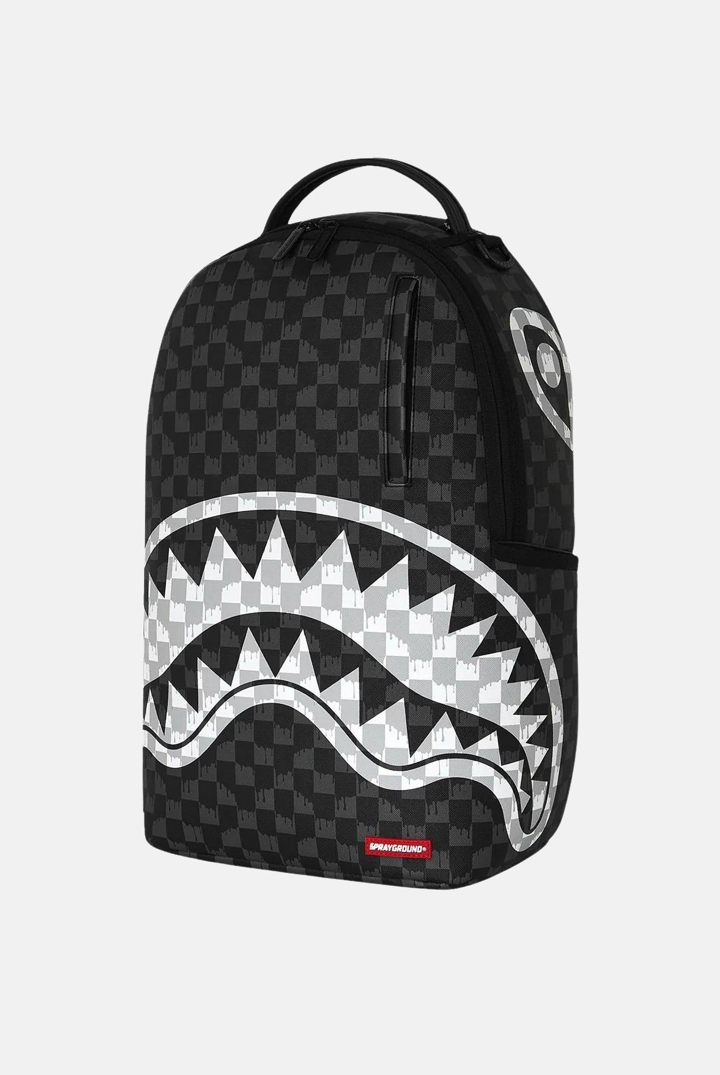 SPRAYGROUND Zaino DRIP CHECK SHARK nero per uomo, donna e bambino con fantasia check tono su tono 910B8553NSZ . SPRAYGROUND