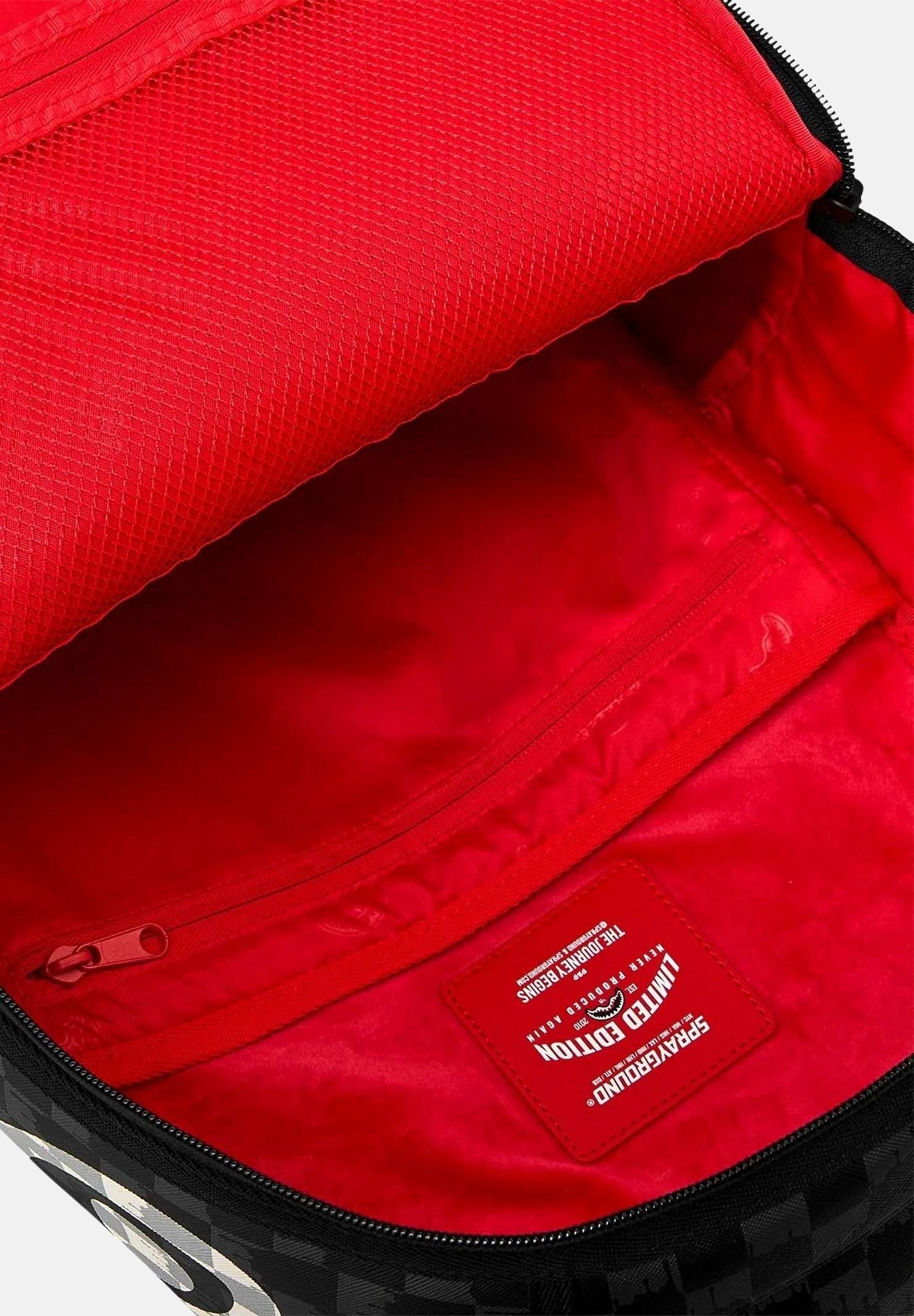SPRAYGROUND Zaino DRIP CHECK SHARK nero per uomo, donna e bambino con fantasia check tono su tono 910B8553NSZ . SPRAYGROUND