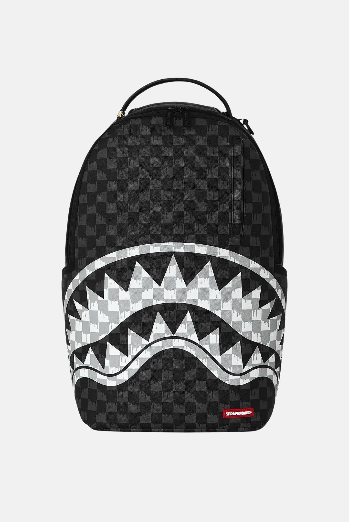 SPRAYGROUND Zaino DRIP CHECK SHARK nero per uomo, donna e bambino con fantasia check tono su tono 910B8553NSZ . SPRAYGROUND