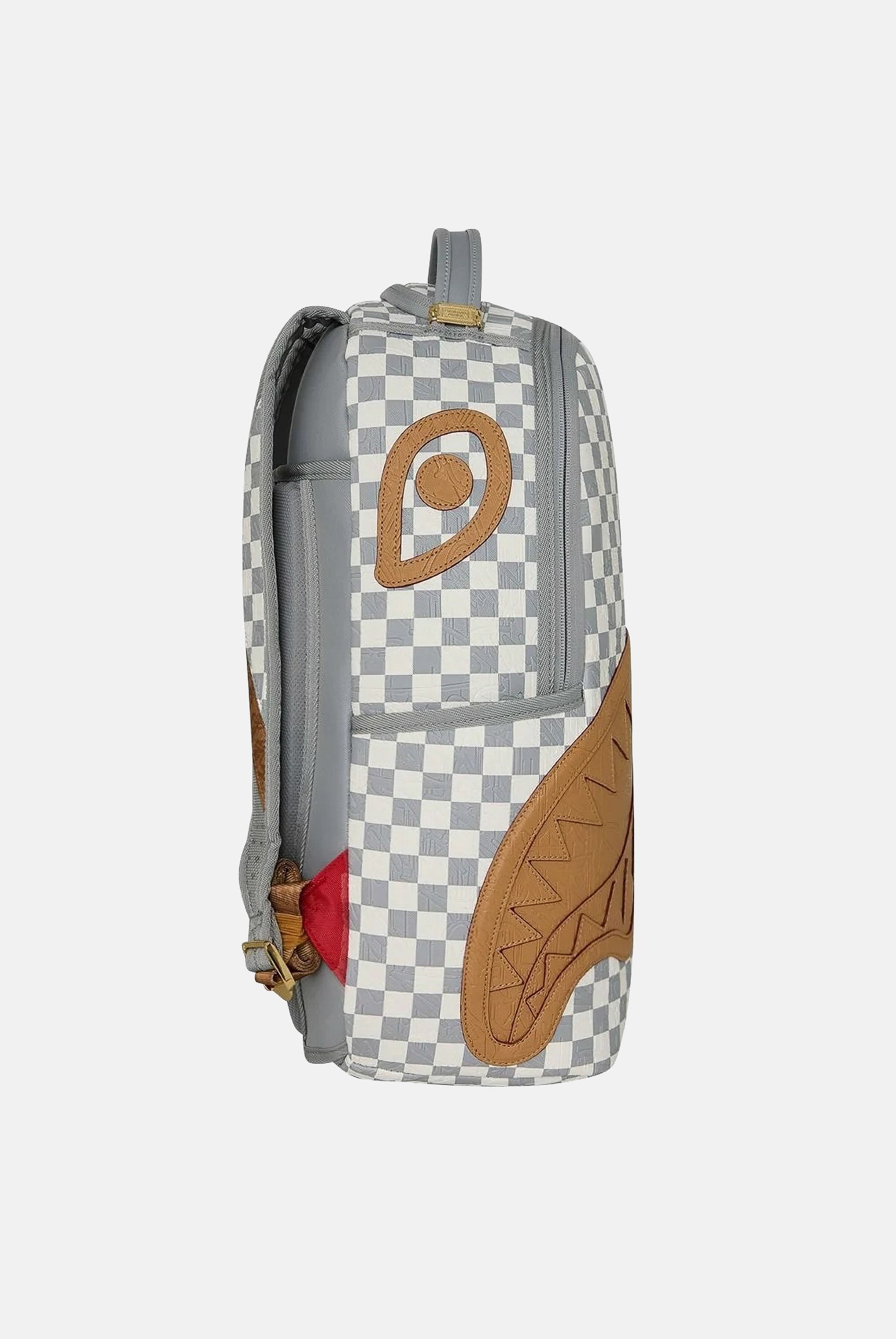 SPRAYGROUND Zaino EMBOSSED CREAM CHECK crema-grigio per uomo, donna e bambino con dettagli shark mouth embossati. 910B8593NSZ . SPRAYGROUND