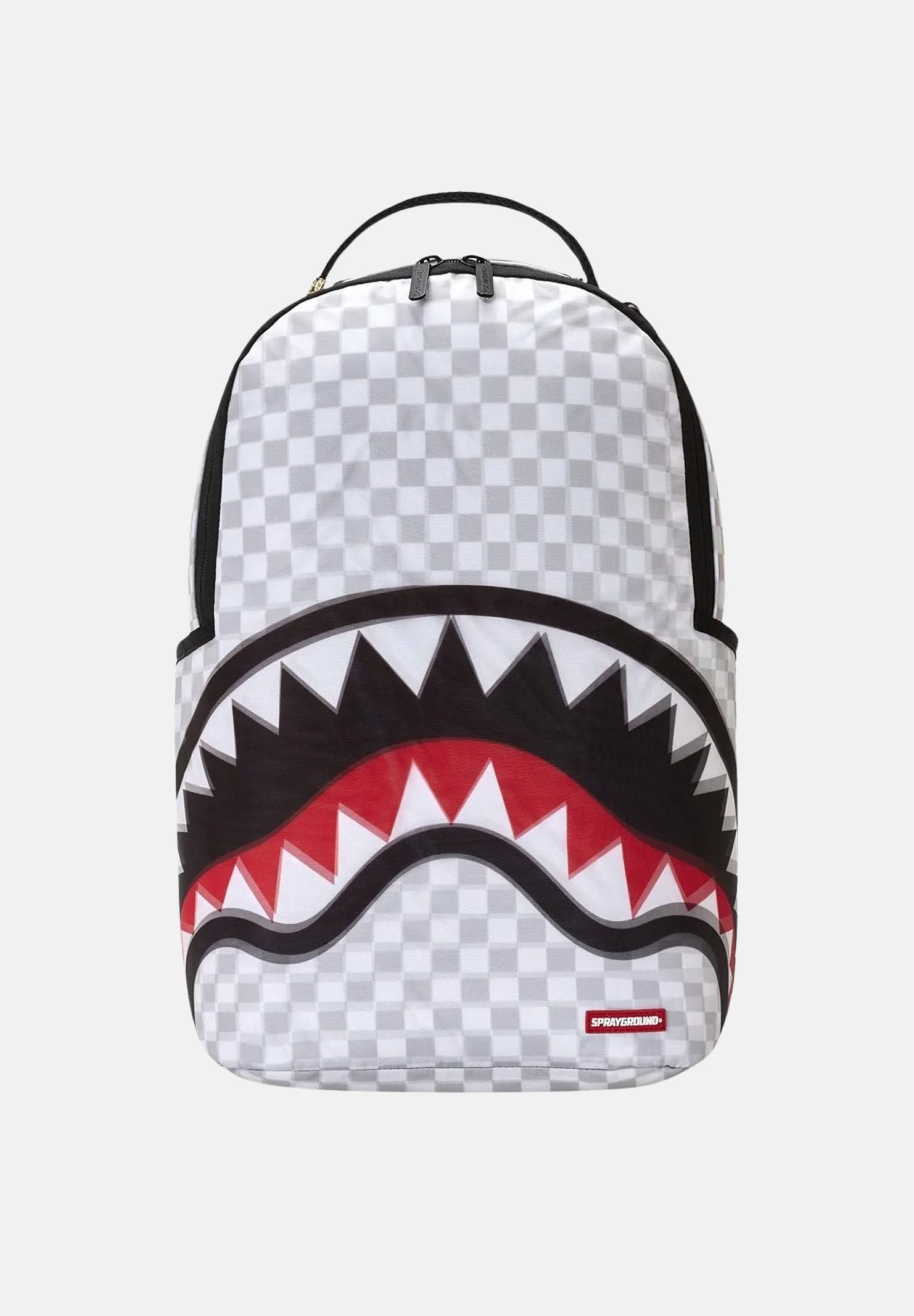 SPRAYGROUND Zaino SHARKS IN PARIS 3D EFFECT white-light bianco per uomo, donna e bambino con fantasia check 910B8623NSZ . SPRAYGROUND