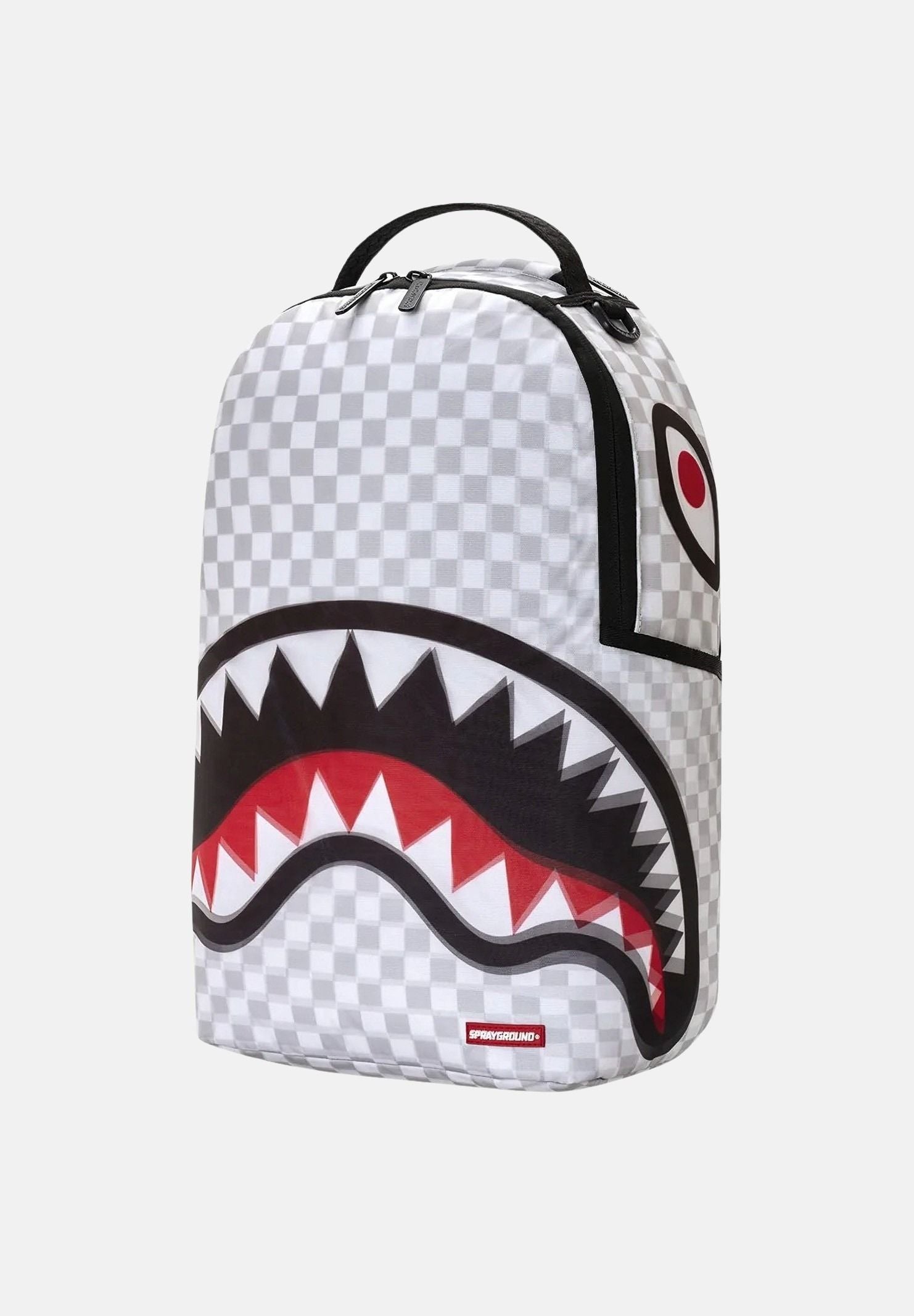 SPRAYGROUND Zaino SHARKS IN PARIS 3D EFFECT white-light bianco per uomo, donna e bambino con fantasia check 910B8623NSZ . SPRAYGROUND
