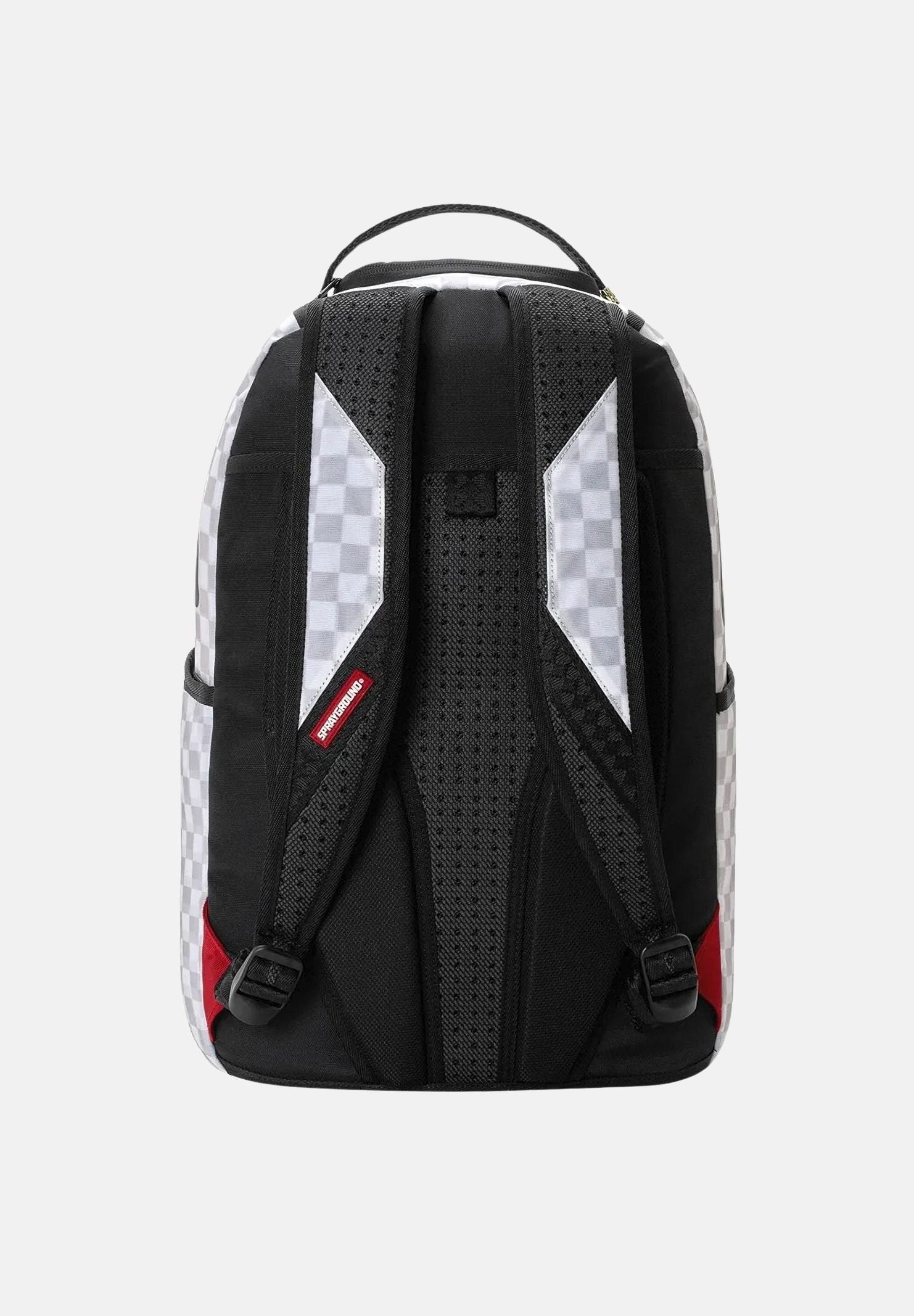 SPRAYGROUND Zaino SHARKS IN PARIS 3D EFFECT white-light bianco per uomo, donna e bambino con fantasia check 910B8623NSZ . SPRAYGROUND
