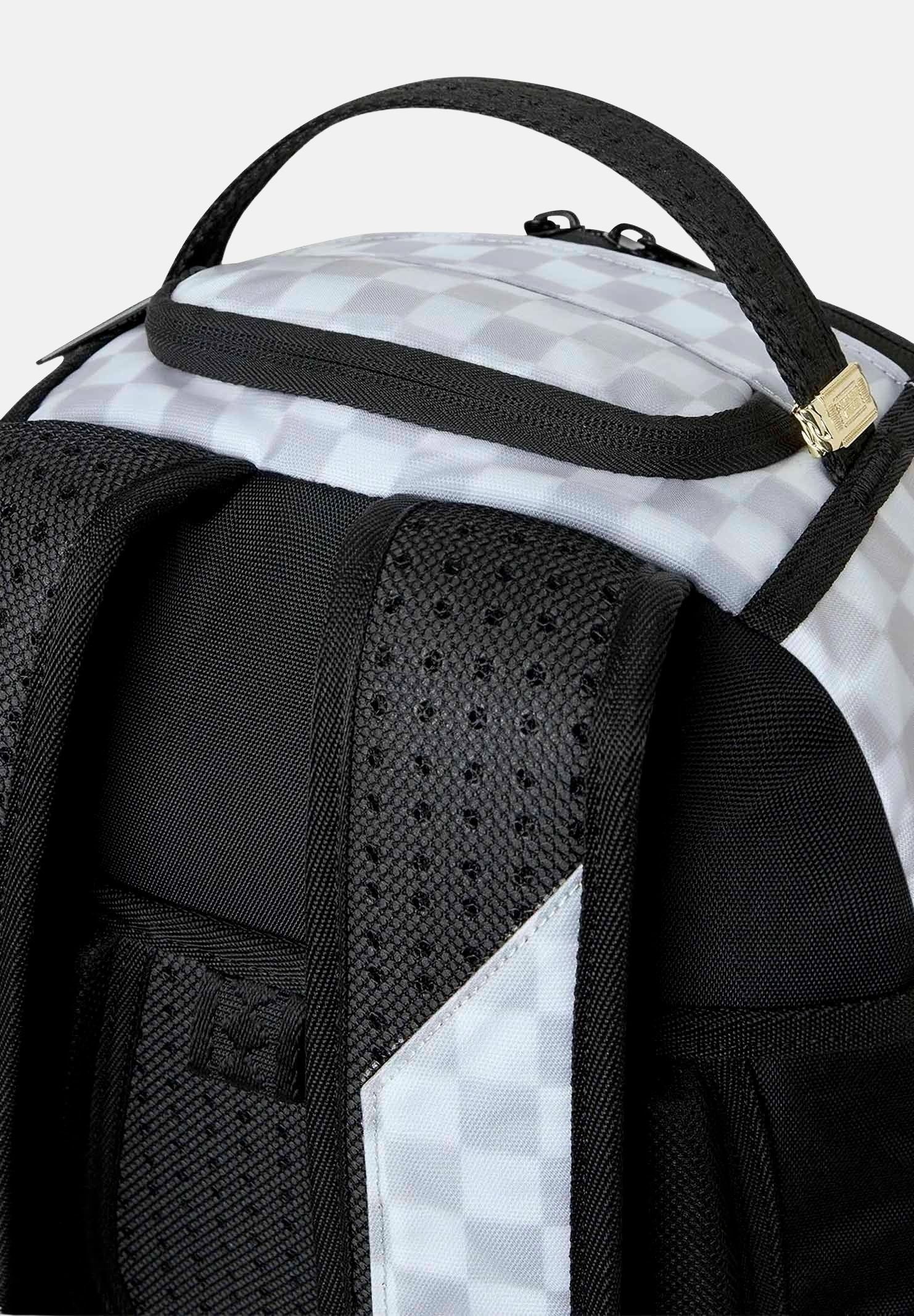 SPRAYGROUND Zaino SHARKS IN PARIS 3D EFFECT white-light bianco per uomo, donna e bambino con fantasia check 910B8623NSZ . SPRAYGROUND