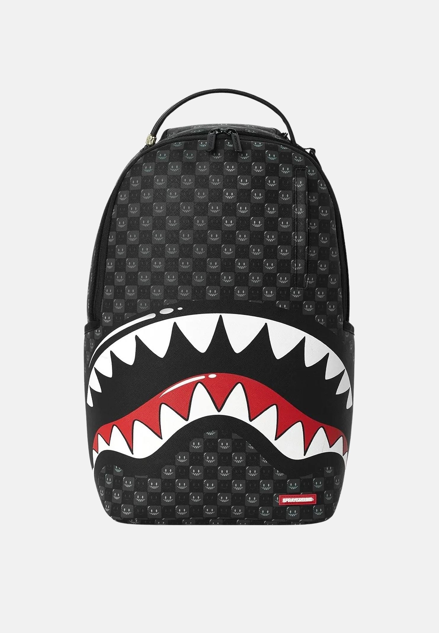 SPRAYGROUND Zaino SHARKS IN PARIS nero per uomo, donna e bambino con fantasia check tono su tono 910B8633NSZ . SPRAYGROUND