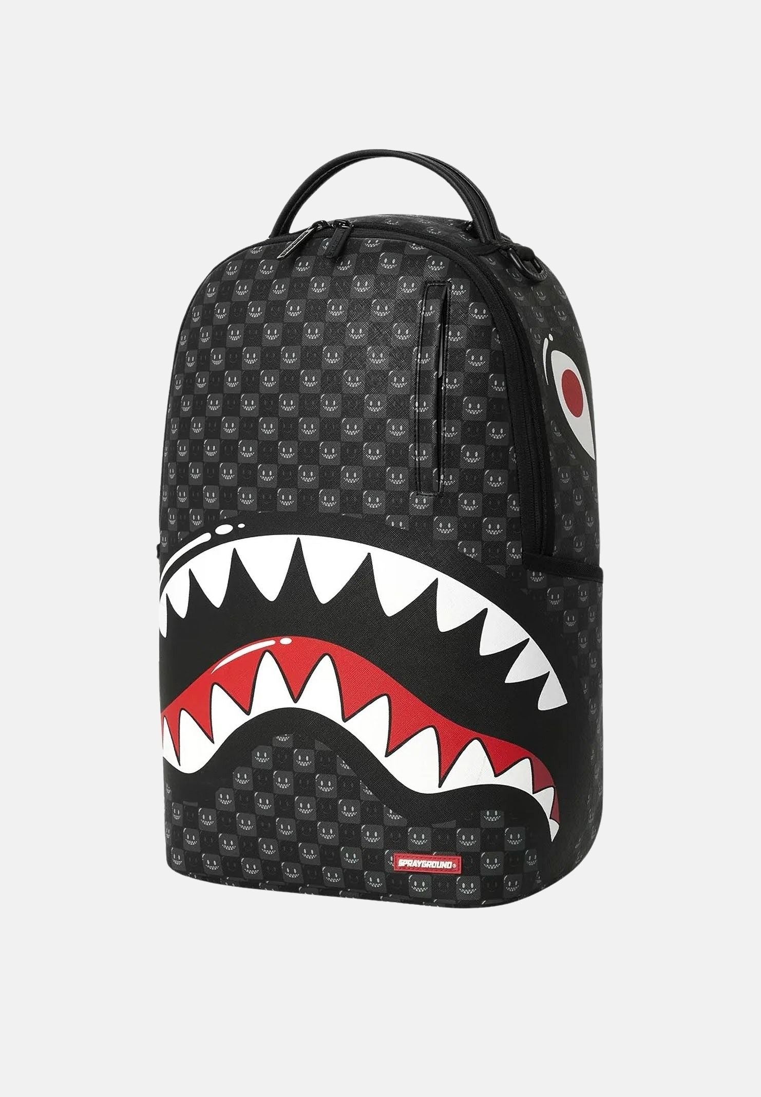 SPRAYGROUND Zaino SHARKS IN PARIS nero per uomo, donna e bambino con fantasia check tono su tono 910B8633NSZ . SPRAYGROUND