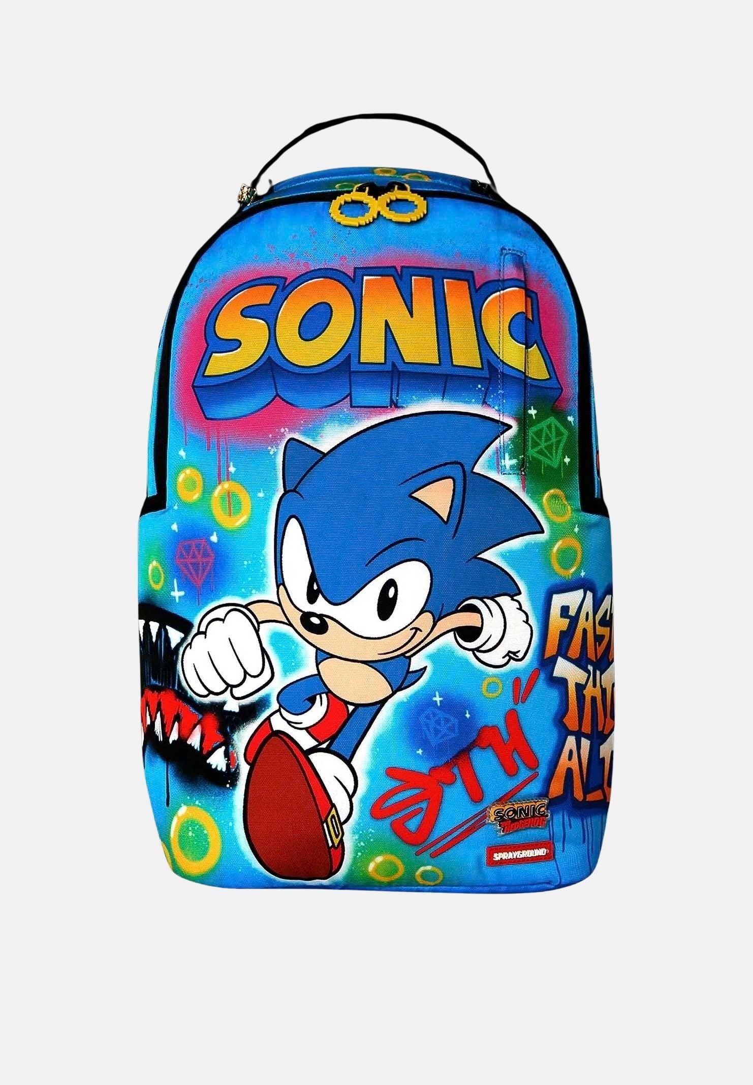 SPRAYGROUND Zaino SONIC ON THE RUN 91 blu per uomo, donna e bambino con dettagli videogame all-over. 910B9138NSZ . SPRAYGROUND