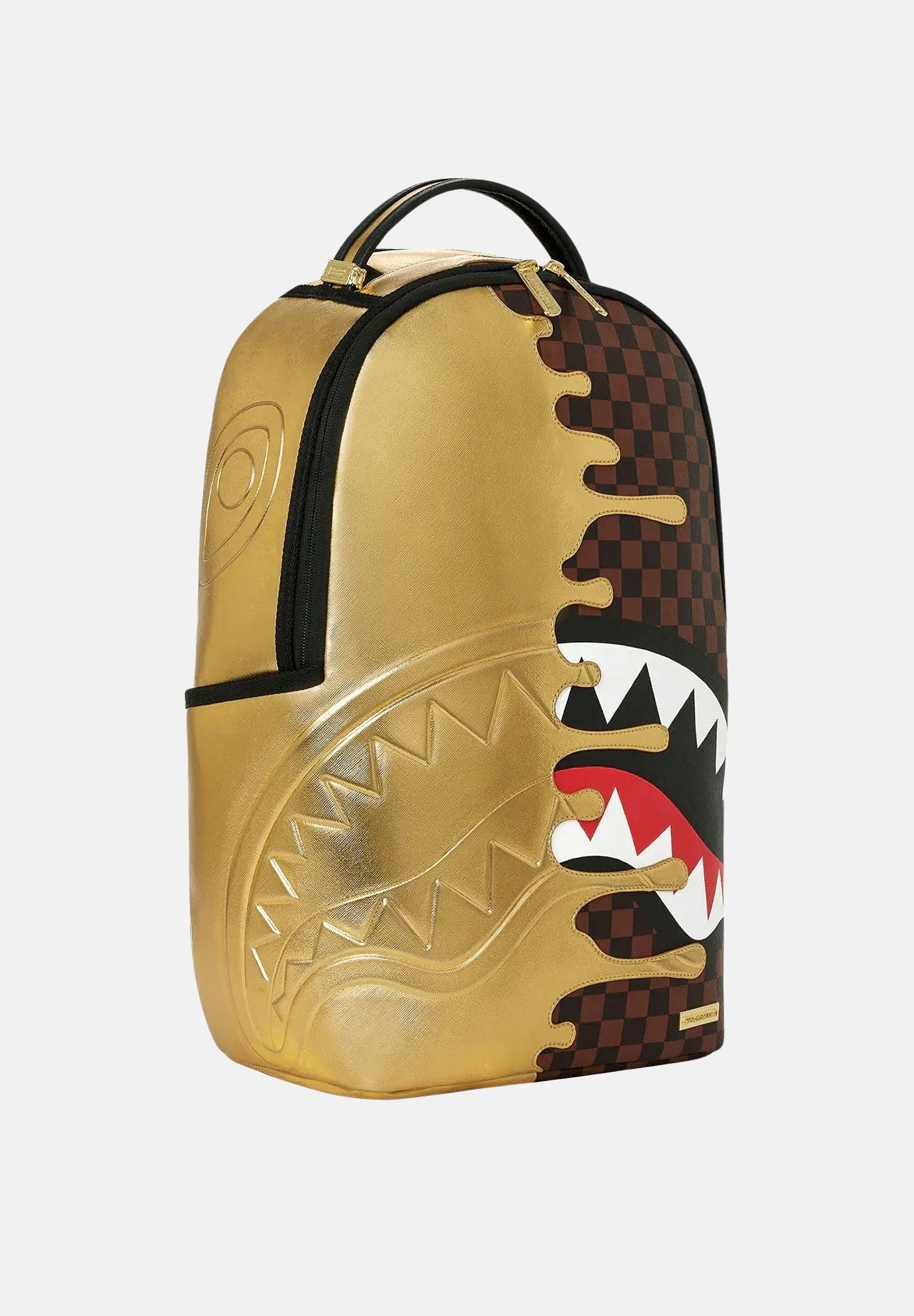 SPRAYGROUND Zaino SHARKS IN PARIS Gold oro per uomo, donna e bambino con finitura metallizzata 910B9250NSZ . SPRAYGROUND