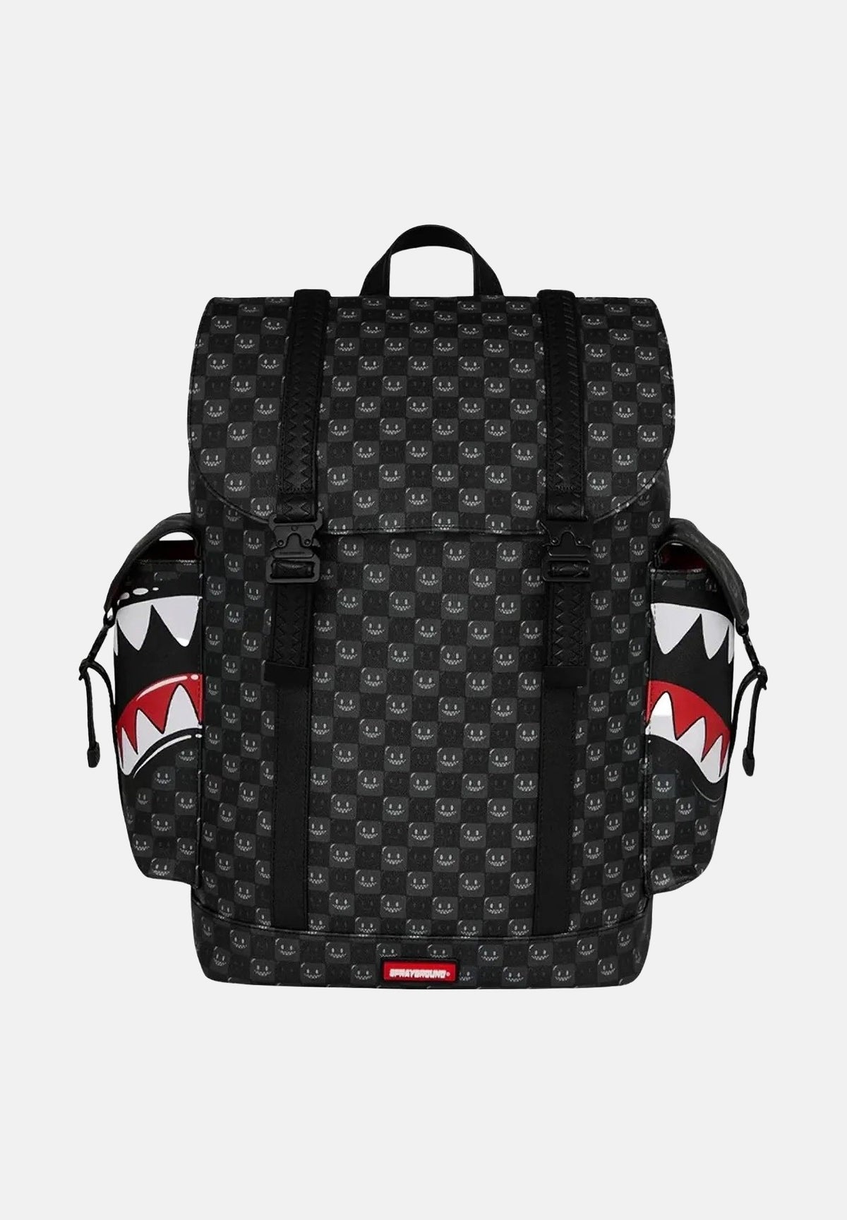 SPRAYGROUND Zainio SHARK CARGO nero per uomo, donna e bambino con tasche laterali cargo e fantasia scacchiera. 910B9311NSZ . SPRAYGROUND