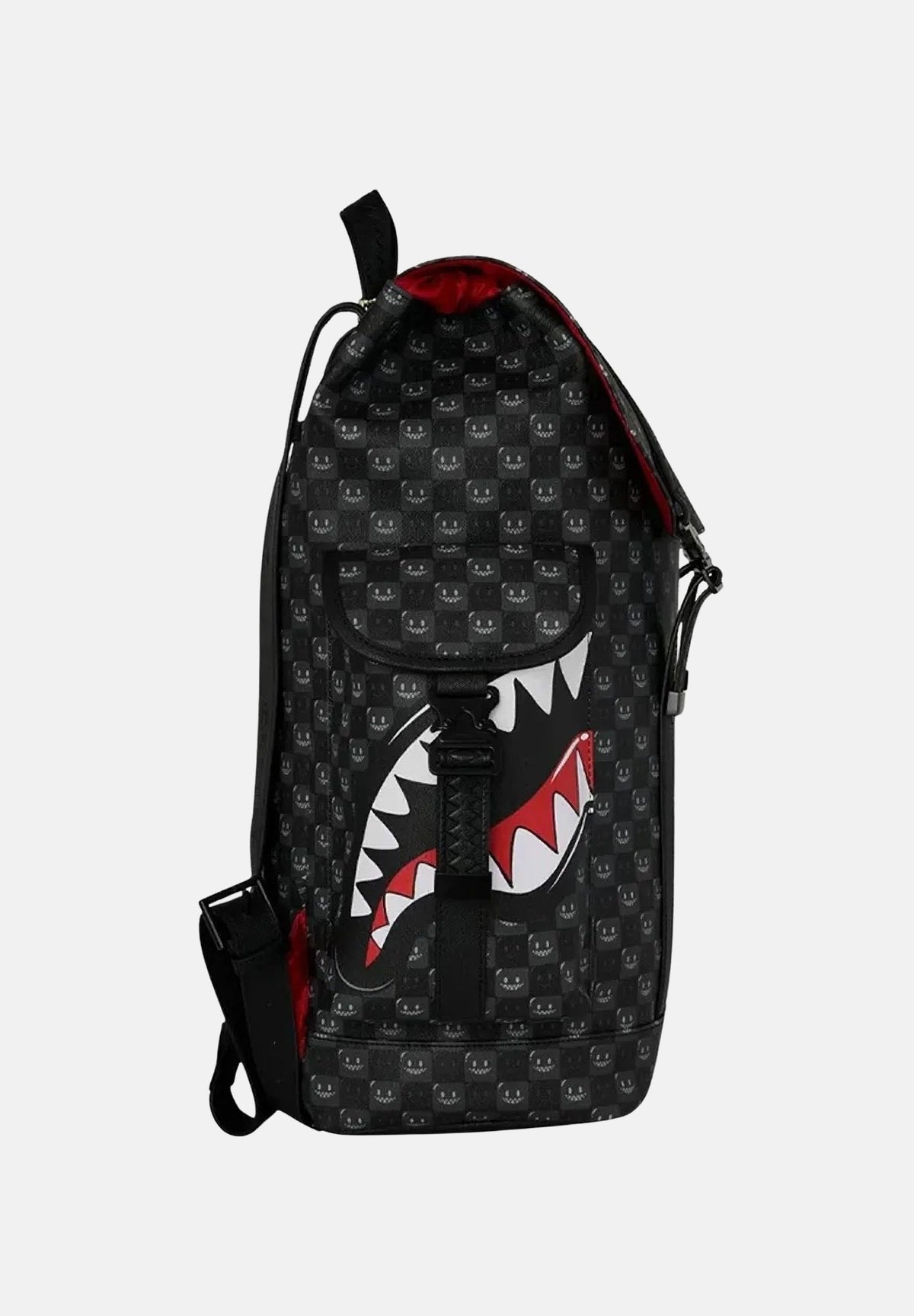 SPRAYGROUND Zainio SHARK CARGO nero per uomo, donna e bambino con tasche laterali cargo e fantasia scacchiera. 910B9311NSZ . SPRAYGROUND