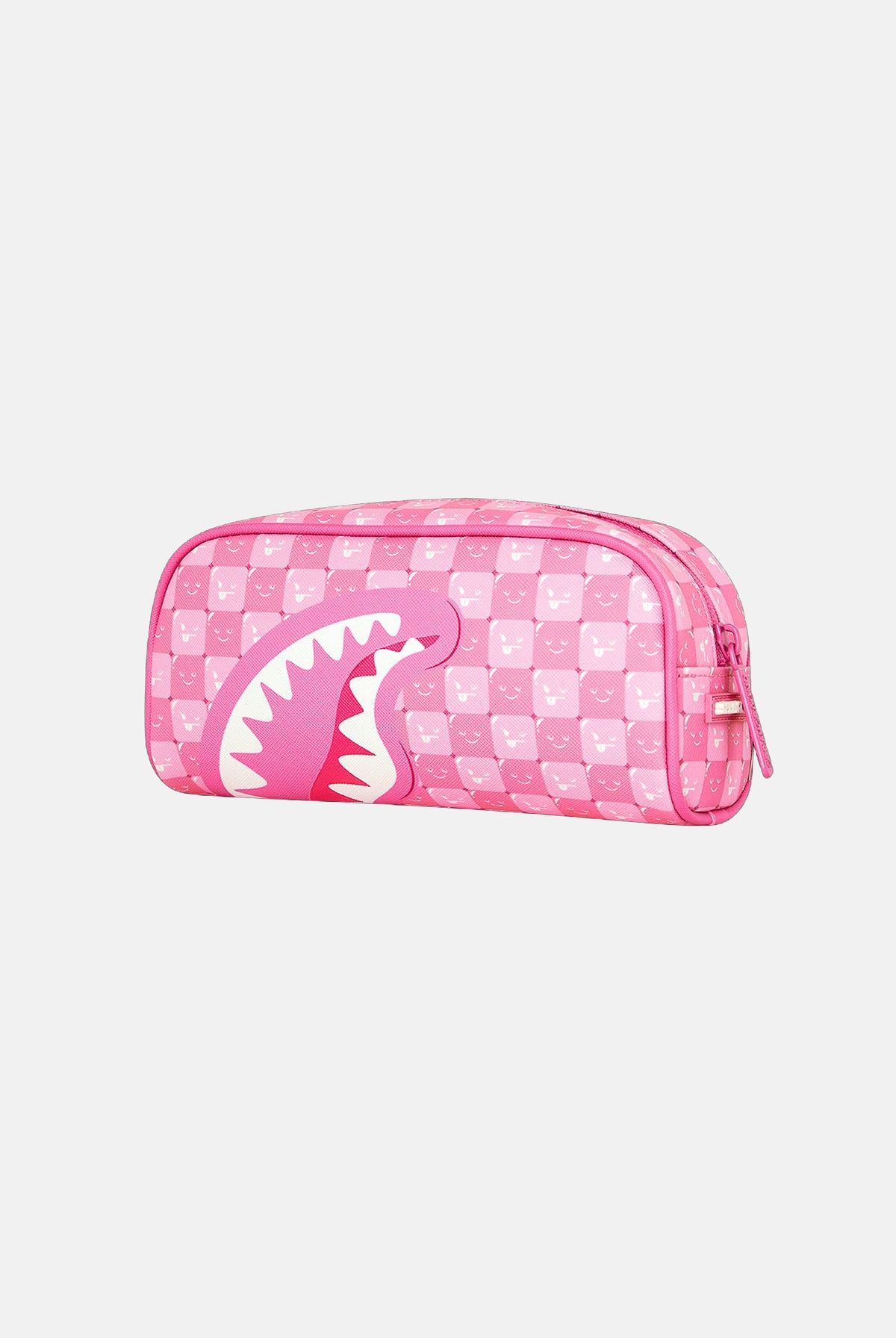 SPRAYGROUND Astuccio PINK POUCH rosa per uomo, donna e bambino con motivo a scacchiera e grafica Shark Mouth. 910B9323NSZ . SPRAYGROUND