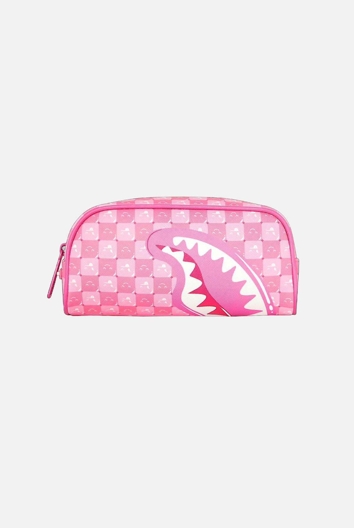 SPRAYGROUND Astuccio PINK POUCH rosa per uomo, donna e bambino con motivo a scacchiera e grafica Shark Mouth. 910B9323NSZ . SPRAYGROUND