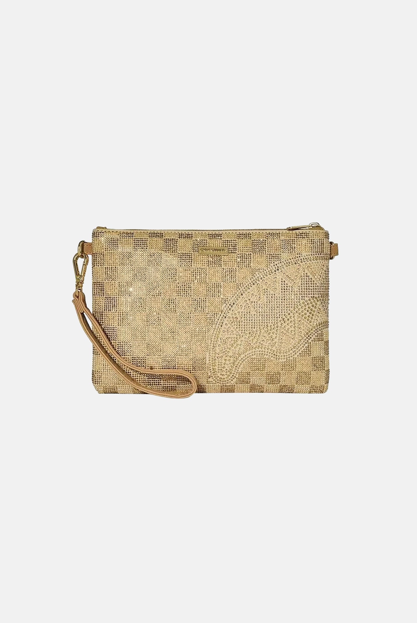 SPRAYGROUND Pochette GOLD BRICK oro per uomo, donna e bambino con motivo check effetto Gold Brick Lux 910B9481NSZ . SPRAYGROUND