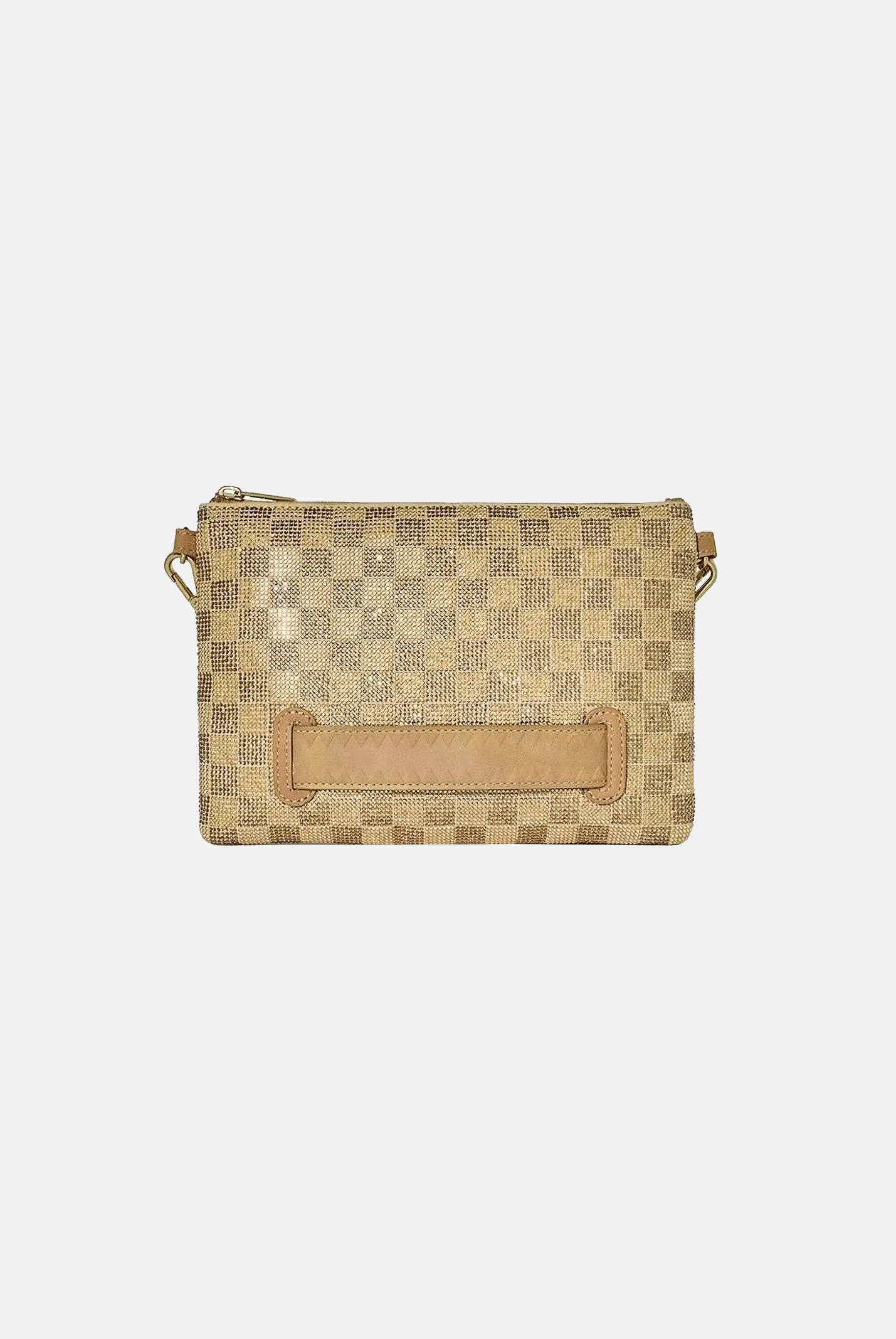 SPRAYGROUND Pochette GOLD BRICK oro per uomo, donna e bambino con motivo check effetto Gold Brick Lux 910B9481NSZ . SPRAYGROUND