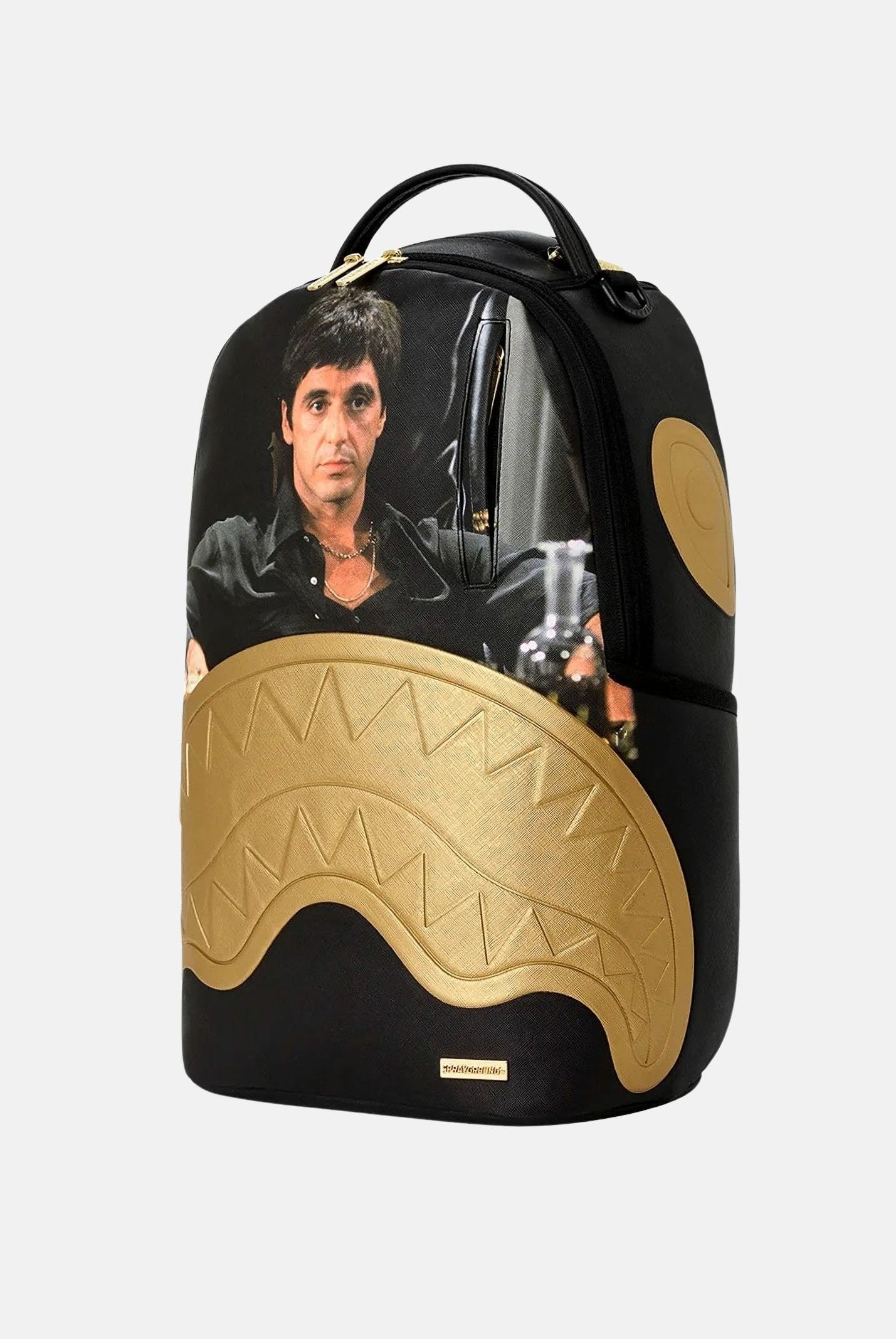 SPRAYGROUND Zaino SCARFACE MY PLACE gold-nero per uomo, donn e bambino con dettagli embossed oro 910B9555NSZ . SPRAYGROUND