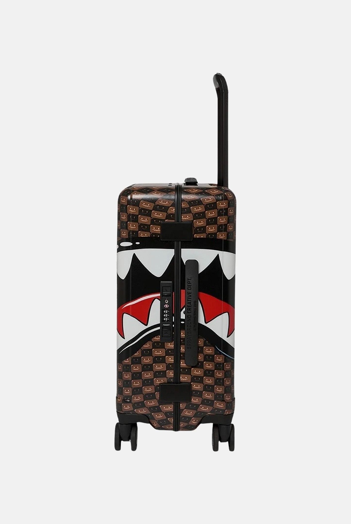 SPRAYGROUND Trolley SHARK MOUTH check marrone/nero per uomo, donna e bambino con logo iconico del brand 910CL327NSZ . SPRAYGROUND