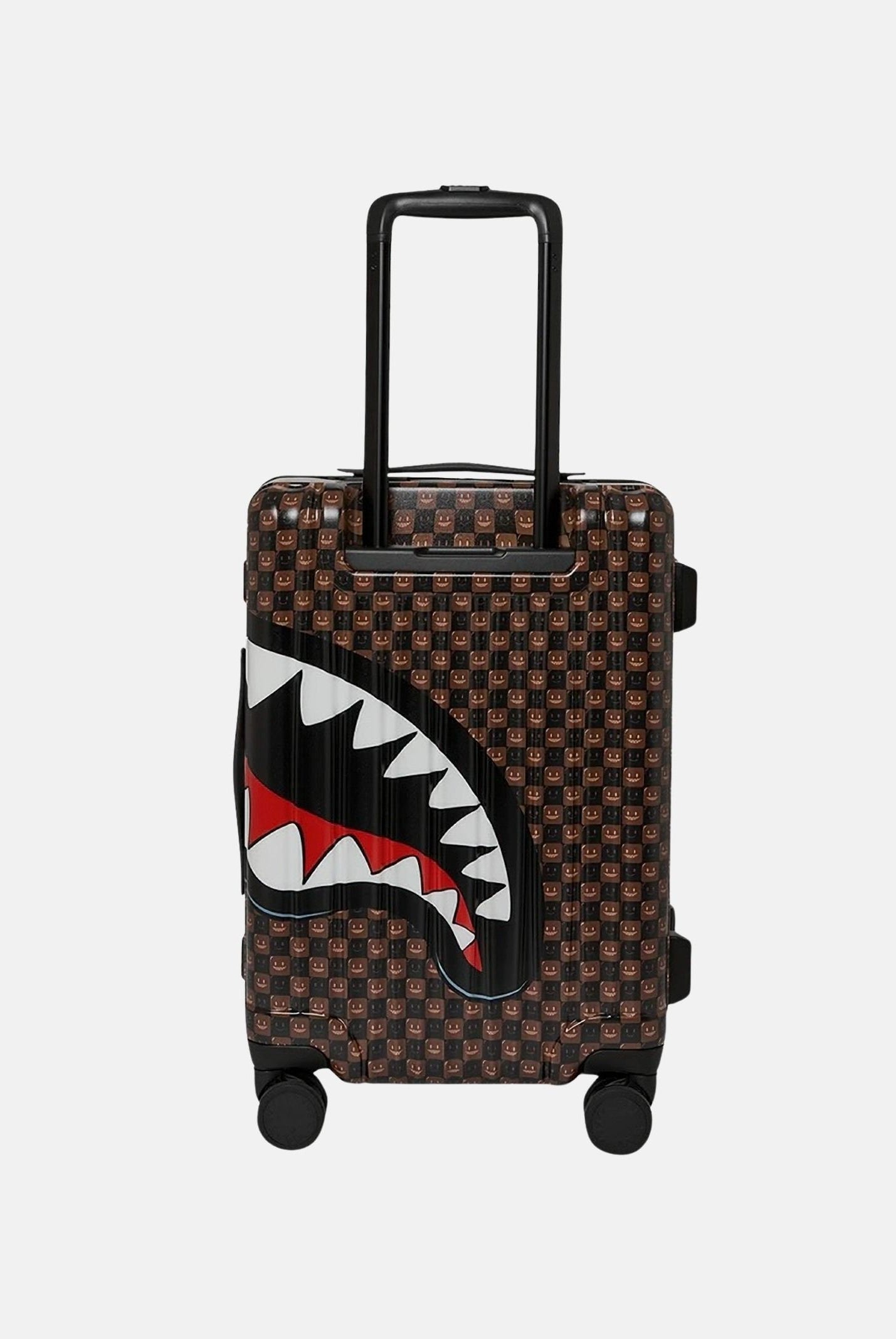 SPRAYGROUND Trolley SHARK MOUTH check marrone/nero per uomo, donna e bambino con logo iconico del brand 910CL327NSZ . SPRAYGROUND