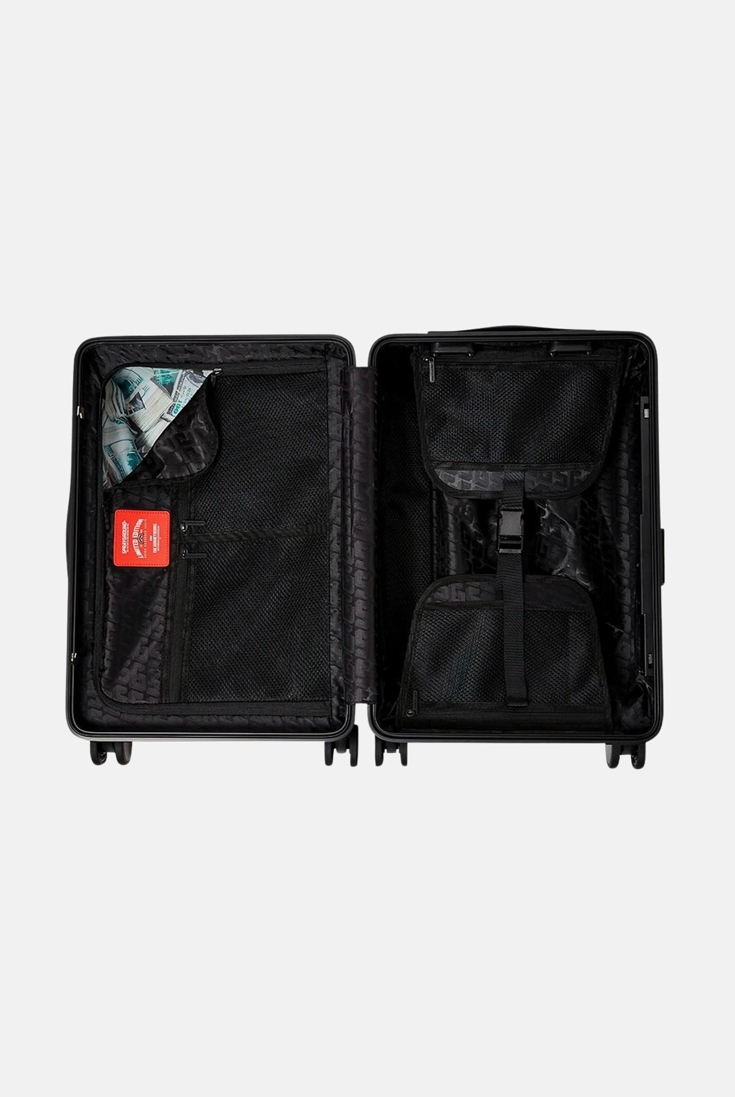 SPRAYGROUND Trolley SHARK MOUTH check marrone/nero per uomo, donna e bambino con logo iconico del brand 910CL327NSZ . SPRAYGROUND