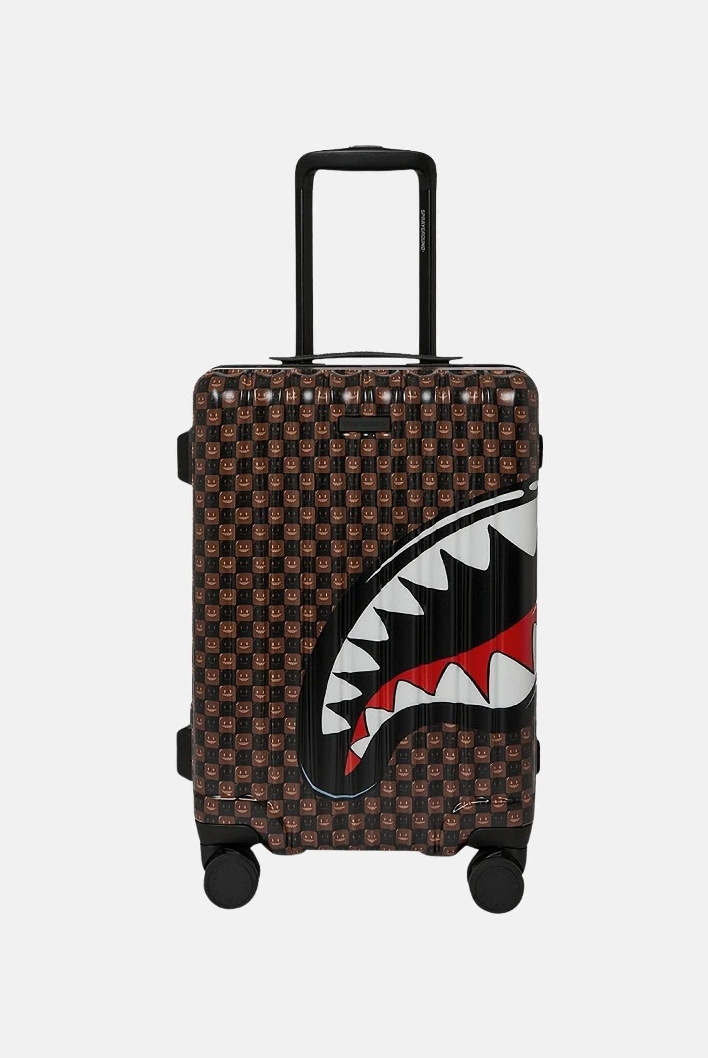 SPRAYGROUND Trolley SHARK MOUTH check marrone/nero per uomo, donna e bambino con logo iconico del brand 910CL327NSZ . SPRAYGROUND