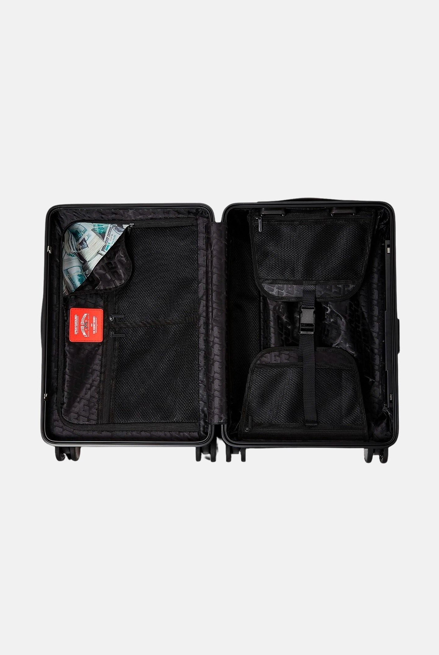 SPRAYGROUND Trolley SHARK MOUTH nero per uomo, donna e bambino con logo iconico del brand 910CL328NSZ . SPRAYGROUND
