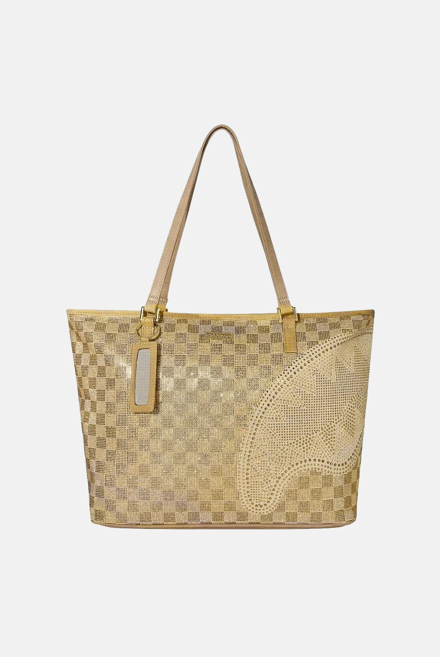 SPRAYGROUND Borsa tote TRINITY 24K TOTE oro beige per donna e bambina con motivo check effetto oro 910T9478NSZ . SPRAYGROUND