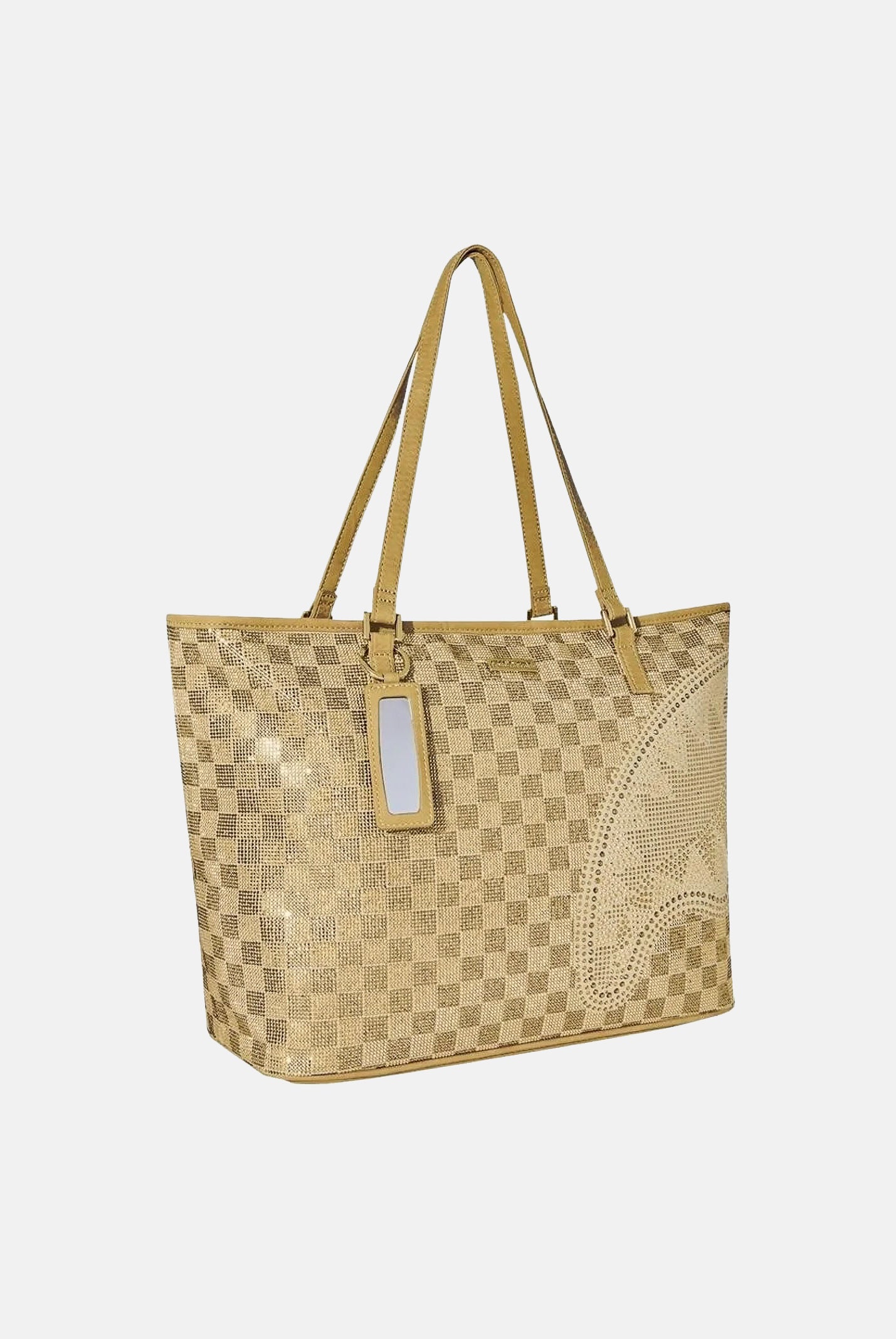 SPRAYGROUND Borsa tote TRINITY 24K TOTE oro beige per donna e bambina con motivo check effetto oro 910T9478NSZ . SPRAYGROUND