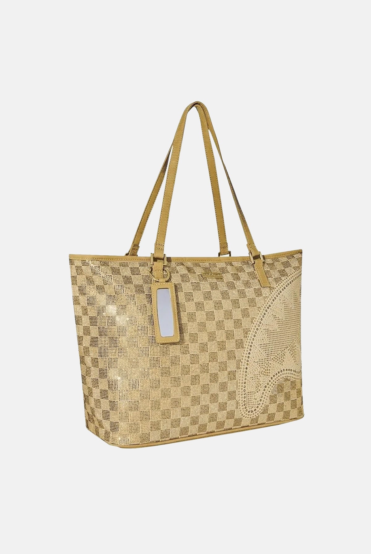 SPRAYGROUND Borsa tote TRINITY 24K TOTE oro beige per donna e bambina con motivo check effetto oro 910T9478NSZ . SPRAYGROUND