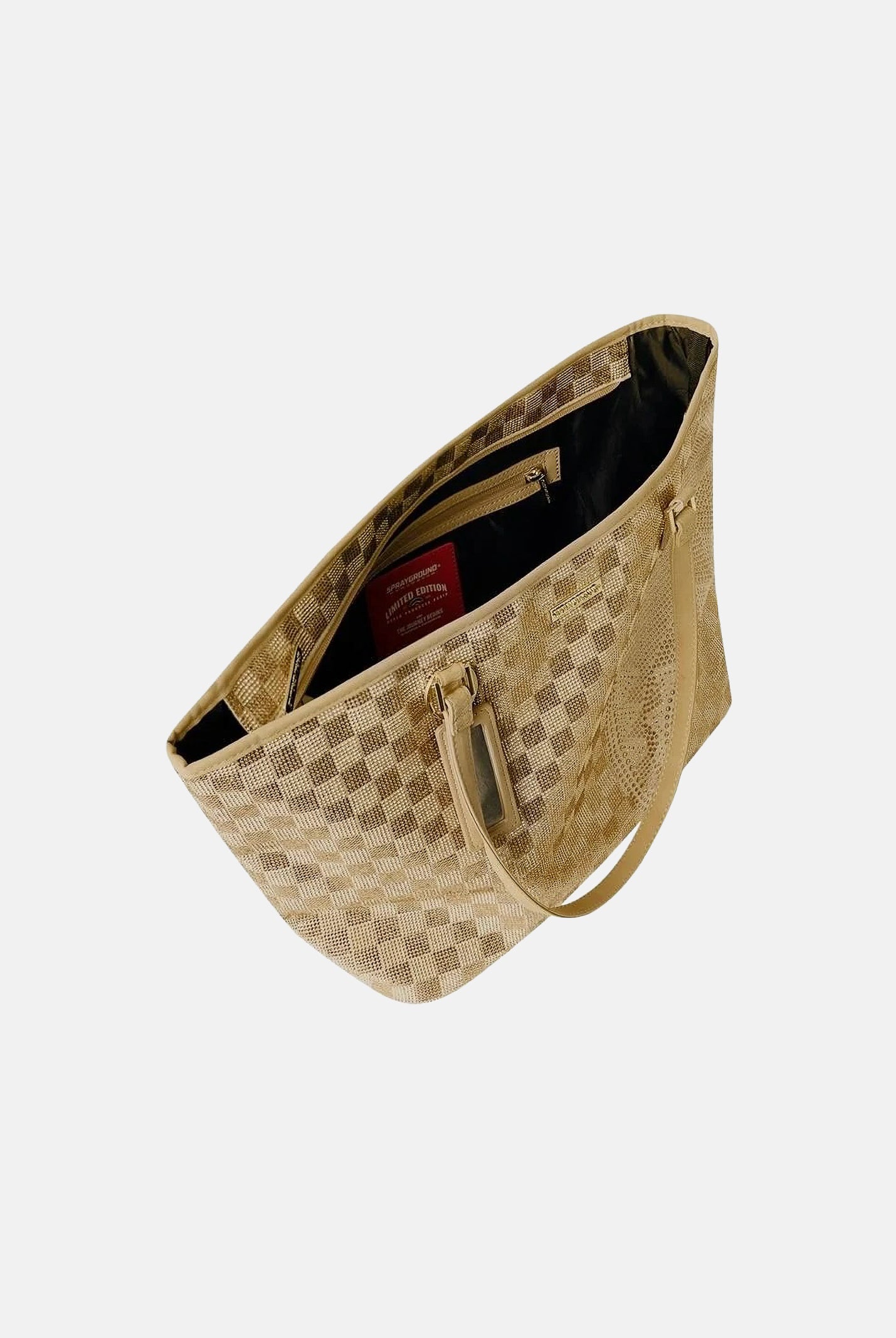 SPRAYGROUND Borsa tote TRINITY 24K TOTE oro beige per donna e bambina con motivo check effetto oro 910T9478NSZ . SPRAYGROUND