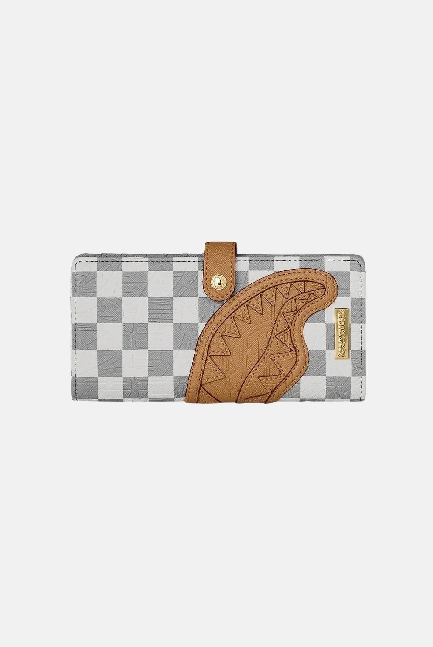 SPRAYGROUND Portafoglio EMBOSSED CREAM grigio-cammello per uomo, donna e bambino con dettaglio Shark tridimensionale. 910W9402NSZ . SPRAYGROUND