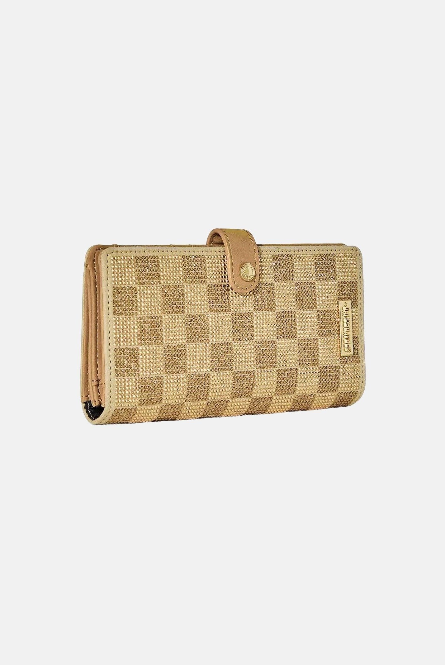 SPRAYGROUND Portafoglio TONE GOLD TRINITY marrone-cuoio per uomo, donna e bambino con motivo grafico bicolore 910W9480NSZ . SPRAYGROUND