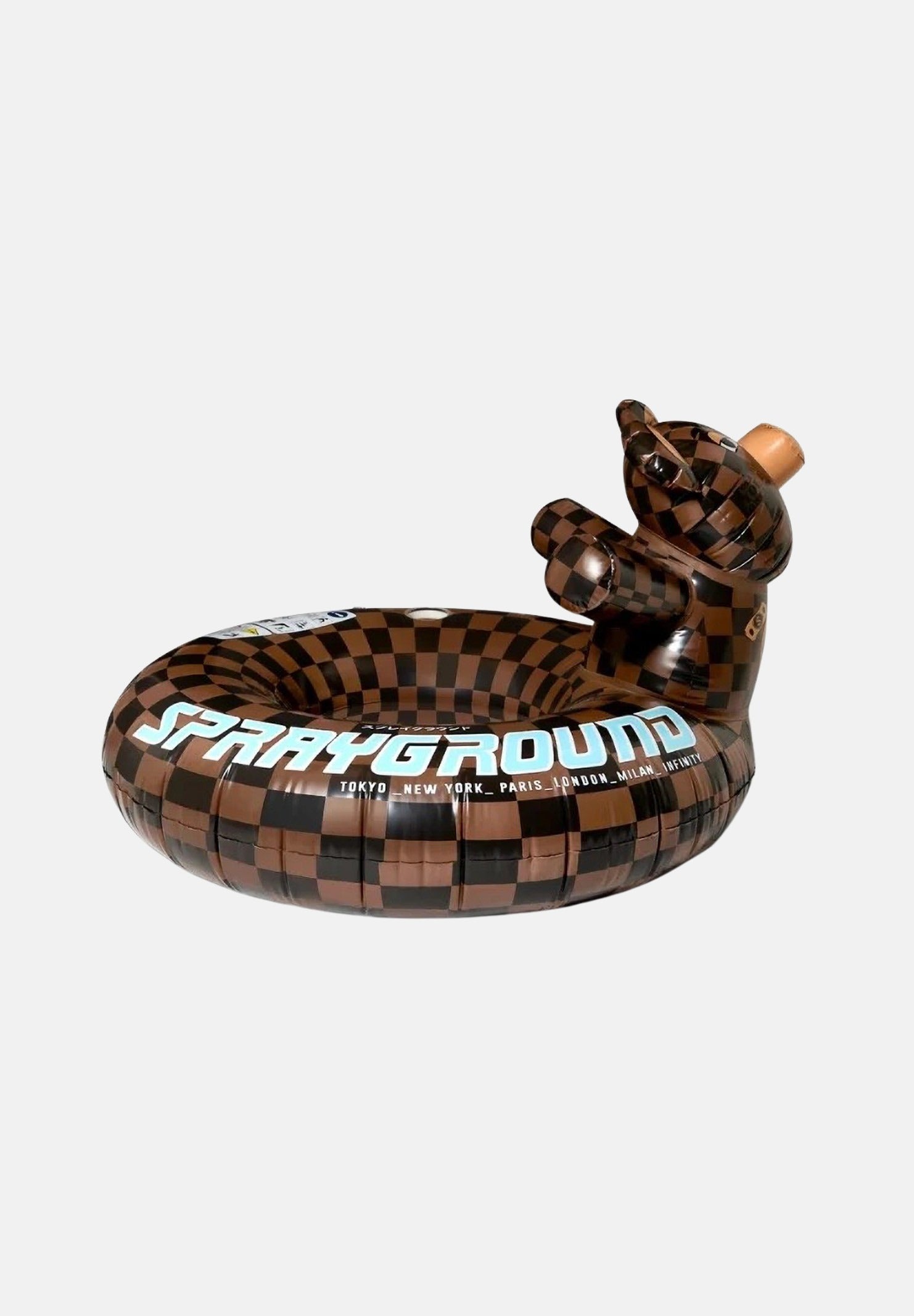 SPRAYGROUND Salvagente gonfiabile BEAR marrone per uomo, donna e bambino con charm a forma di orsetto e fantasia scacchiera. 910Z658NSZ . SPRAYGROUND