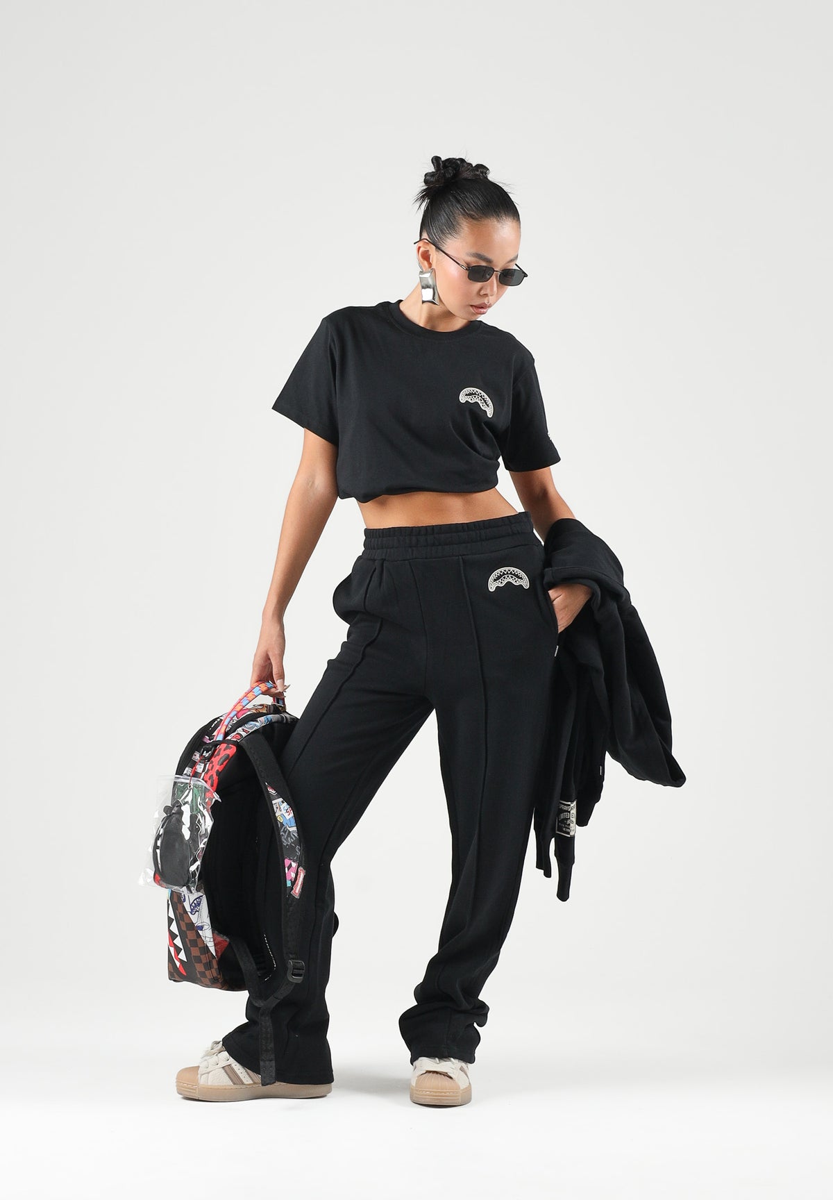 SPRAYGROUND Pantaloni sportivi neri per uomo e donna con mini logo SP966BLK . SPRAYGROUND