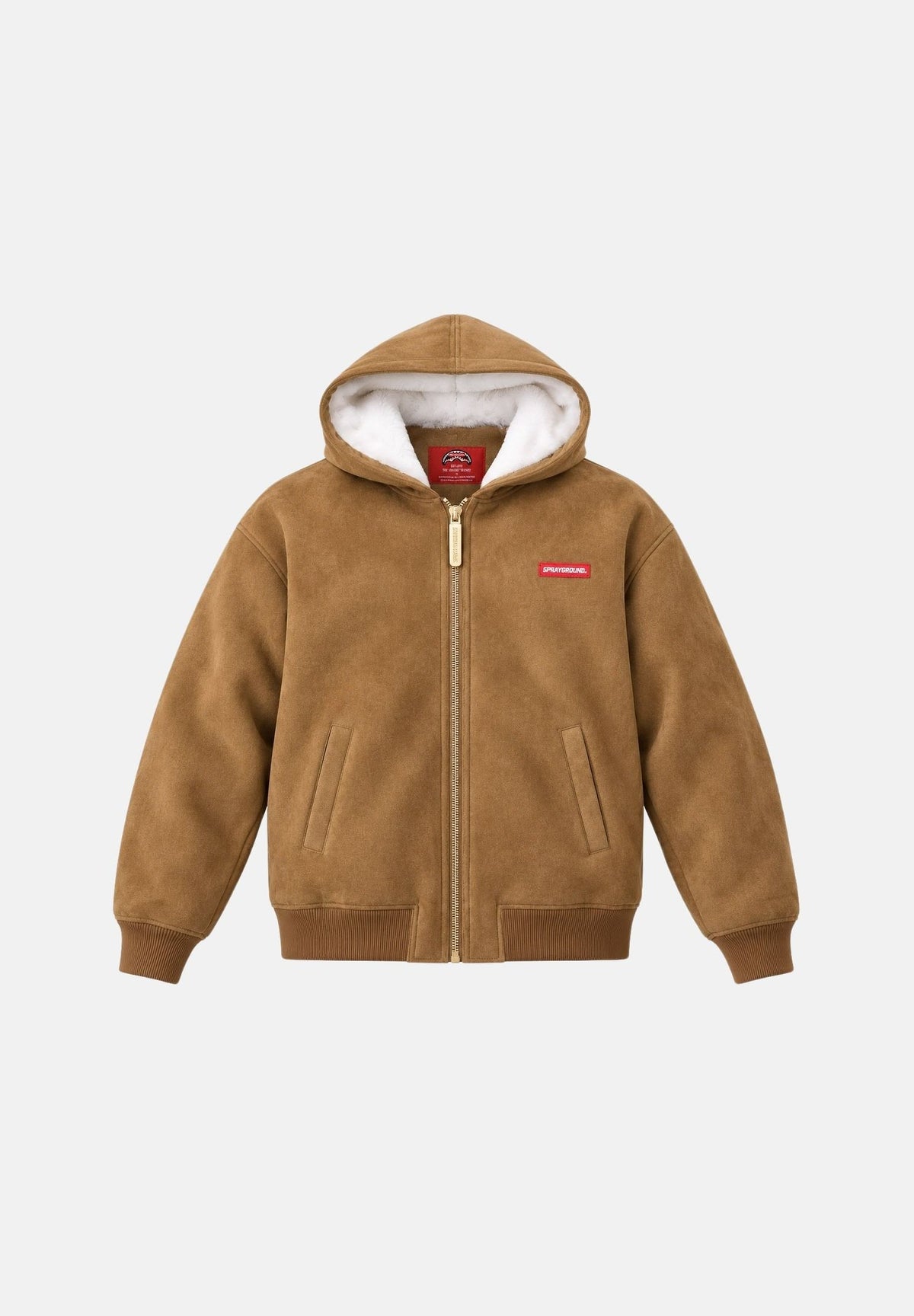 SPRAYGROUND Montone HOODED BOMBER JACKET marrone cammello per uomo e donna SP972NAT . SPRAYGROUND