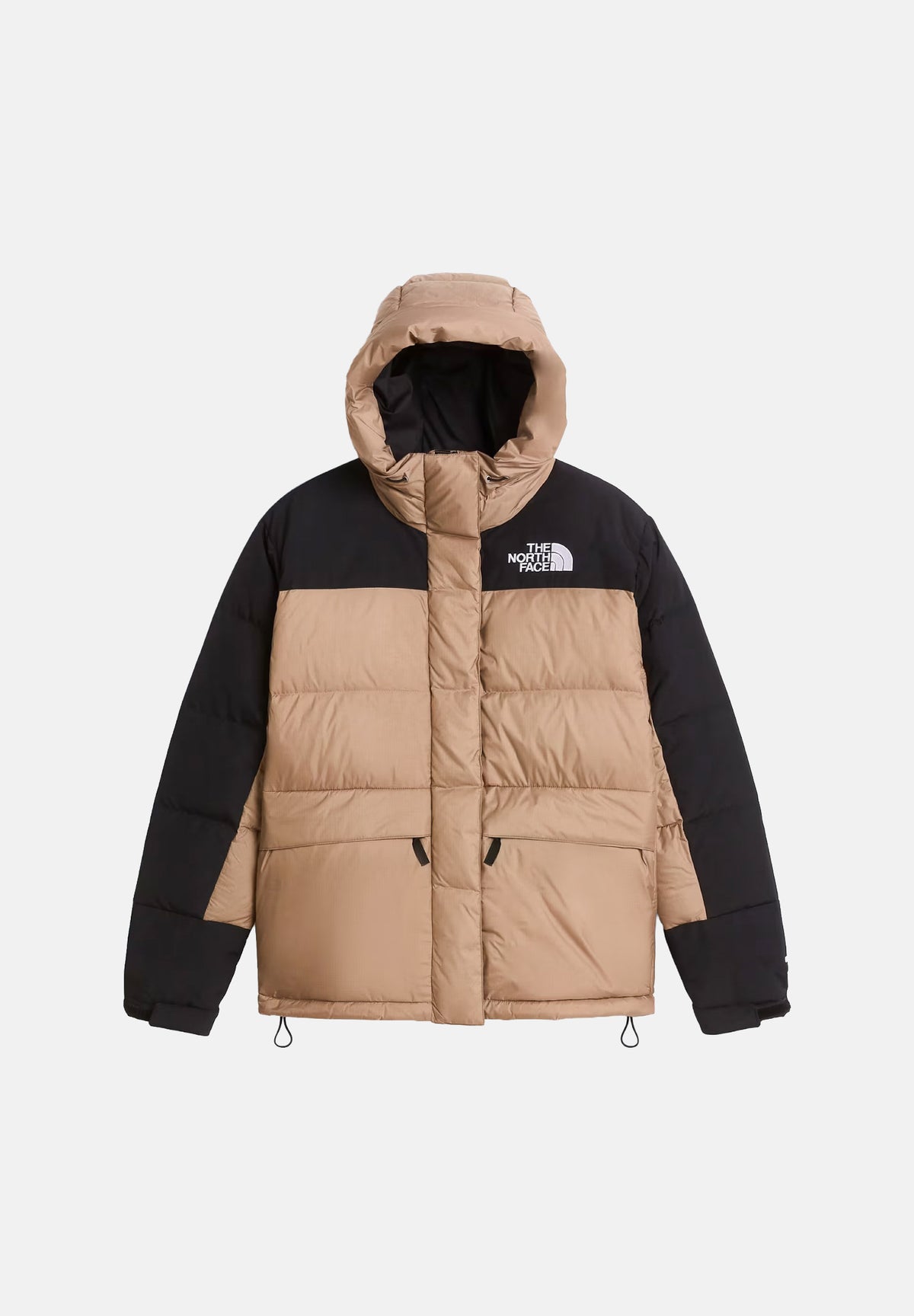 THE NORTH FACE Piumino HIMALAYAN DOWN PARKA Garnet-TNF Black marrone cammello e nero da donna, con cappuccio, imbottitura in vera piuma d'oca, chiusura frontale con zip e patta antivento e tasche applicate sul davanti<BR/> NF0A4R2WT071 . THE NORTH FACE
