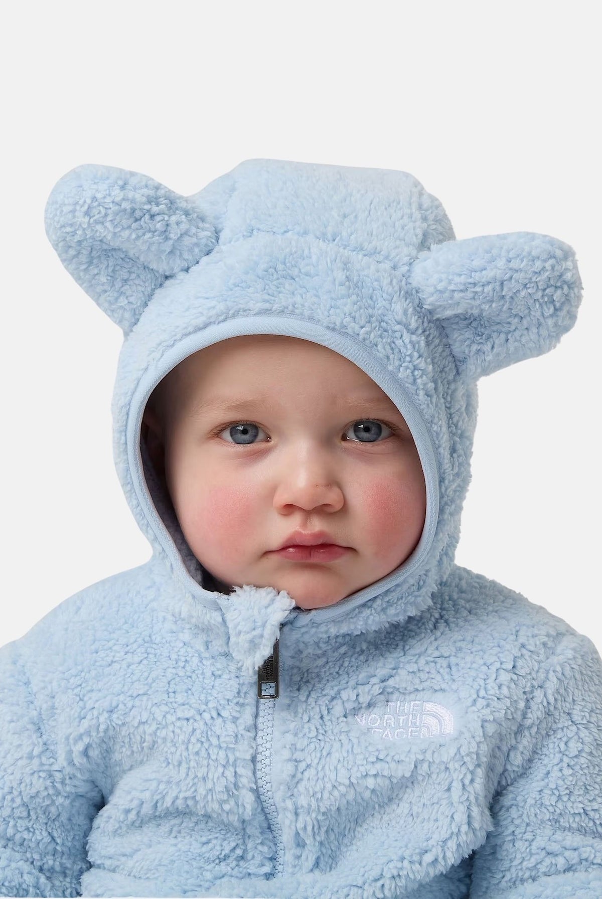 THE NORTH FACE Felpa con cappuccio Campshire azzurra per neonato con orecchie da orso e muffole ripiegabili. NF0A88VWBPO1 . THE NORTH FACE