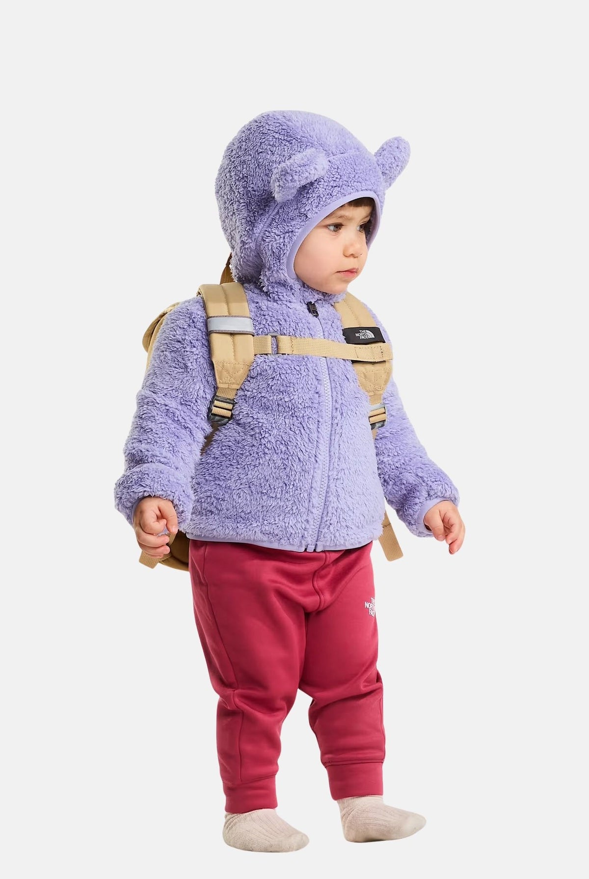 THE NORTH FACE Felpa con cappuccio Campshire lilla per neonato con orecchie da orso e muffole ripiegabili. NF0A88VWNO51 . THE NORTH FACE